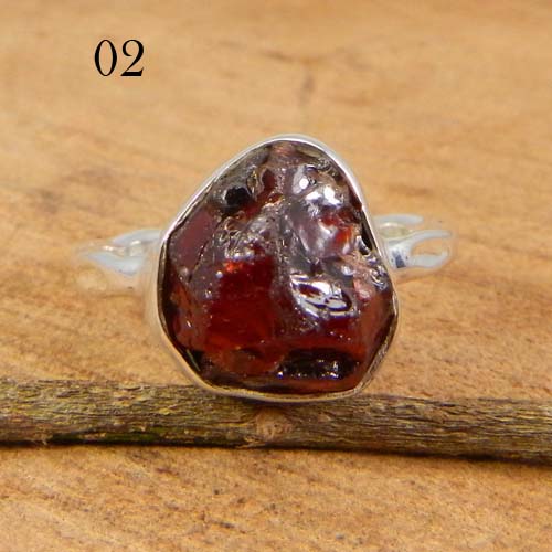 New Designer Collection Natural Rough Garnet Gemstone Ring Solid 925 Sterling Silver Ring Charm Statement Ring