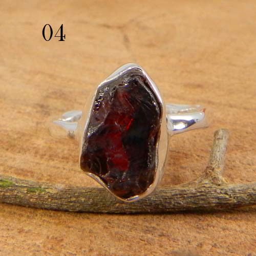 New Designer Collection Natural Rough Garnet Gemstone Ring Solid 925 Sterling Silver Ring Charm Statement Ring