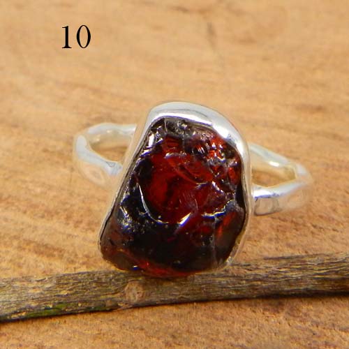 New Designer Collection Natural Rough Garnet Gemstone Ring Solid 925 Sterling Silver Ring Charm Statement Ring