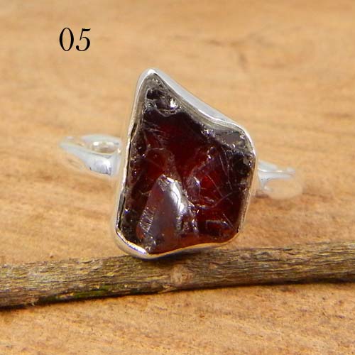 New Designer Collection Natural Rough Garnet Gemstone Ring Solid 925 Sterling Silver Ring Charm Statement Ring