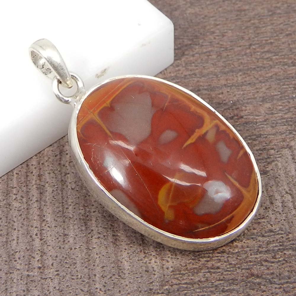 Noreena Jasper 925 Sterling Silver Designer Bezel Set Pendant