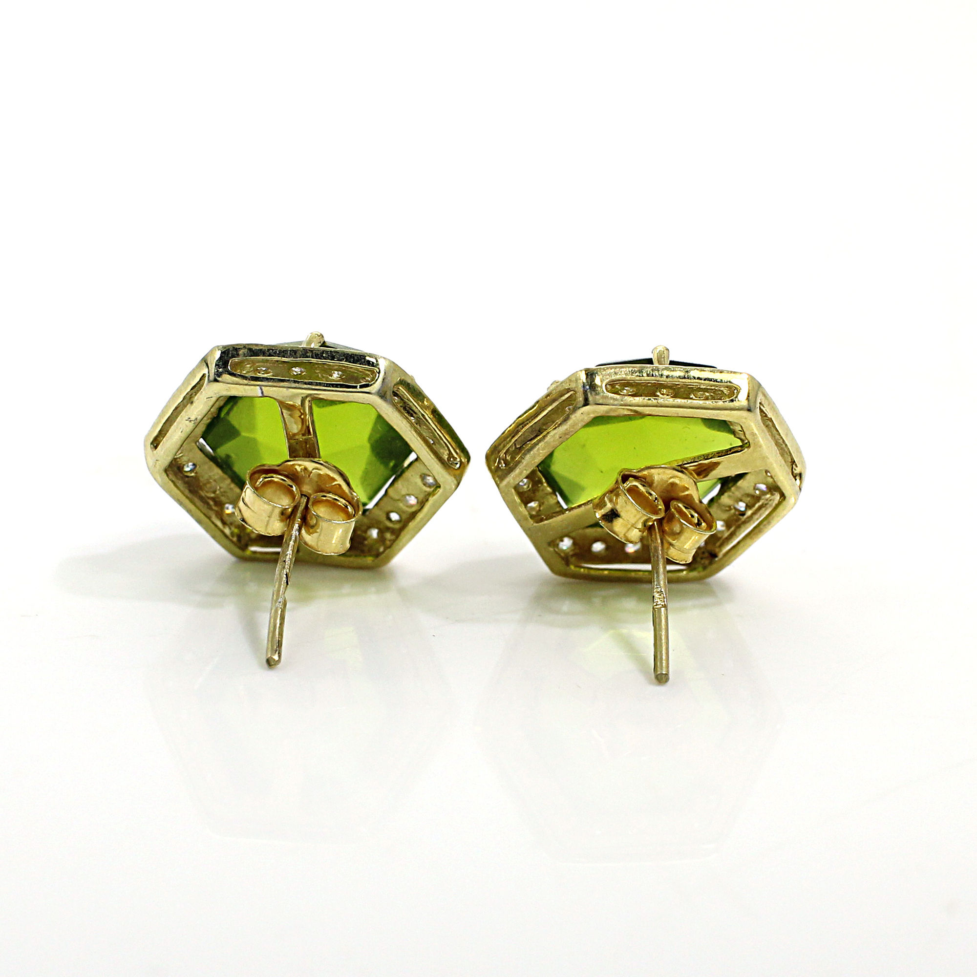 Peridot Hydro with CZ Silver Stud Earrings