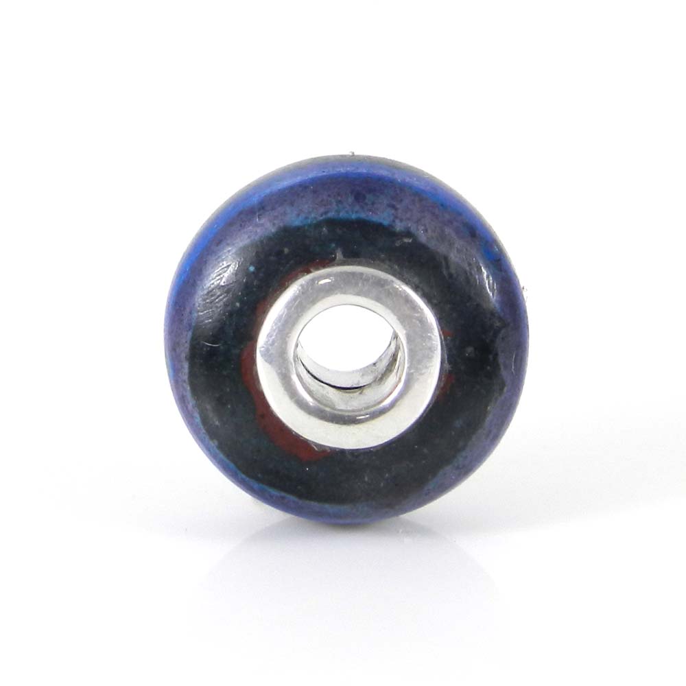 Rainbow calsilica big hole gemstone silver core beads for bracelet making