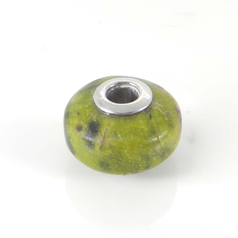 Rainbow calsilica big hole gemstone silver core beads for bracelet making