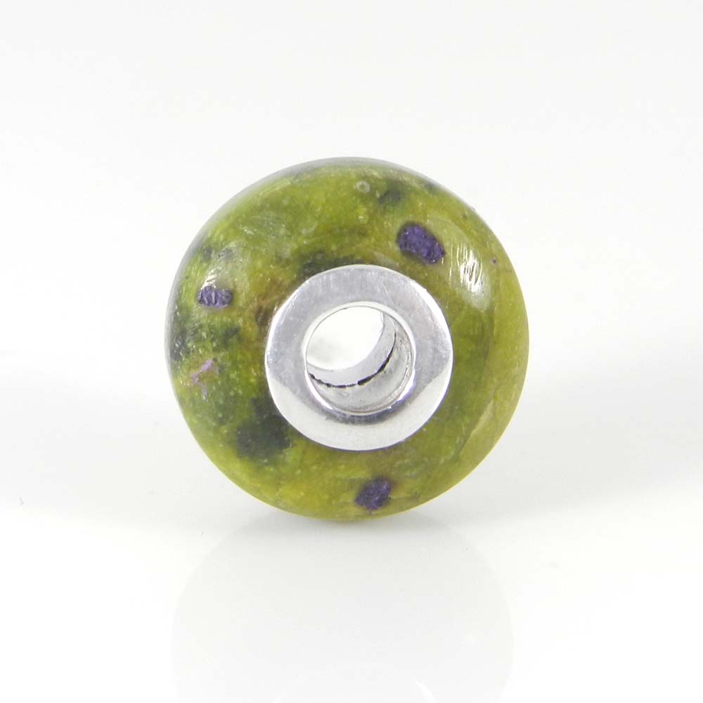 Rainbow calsilica big hole gemstone silver core beads for bracelet making