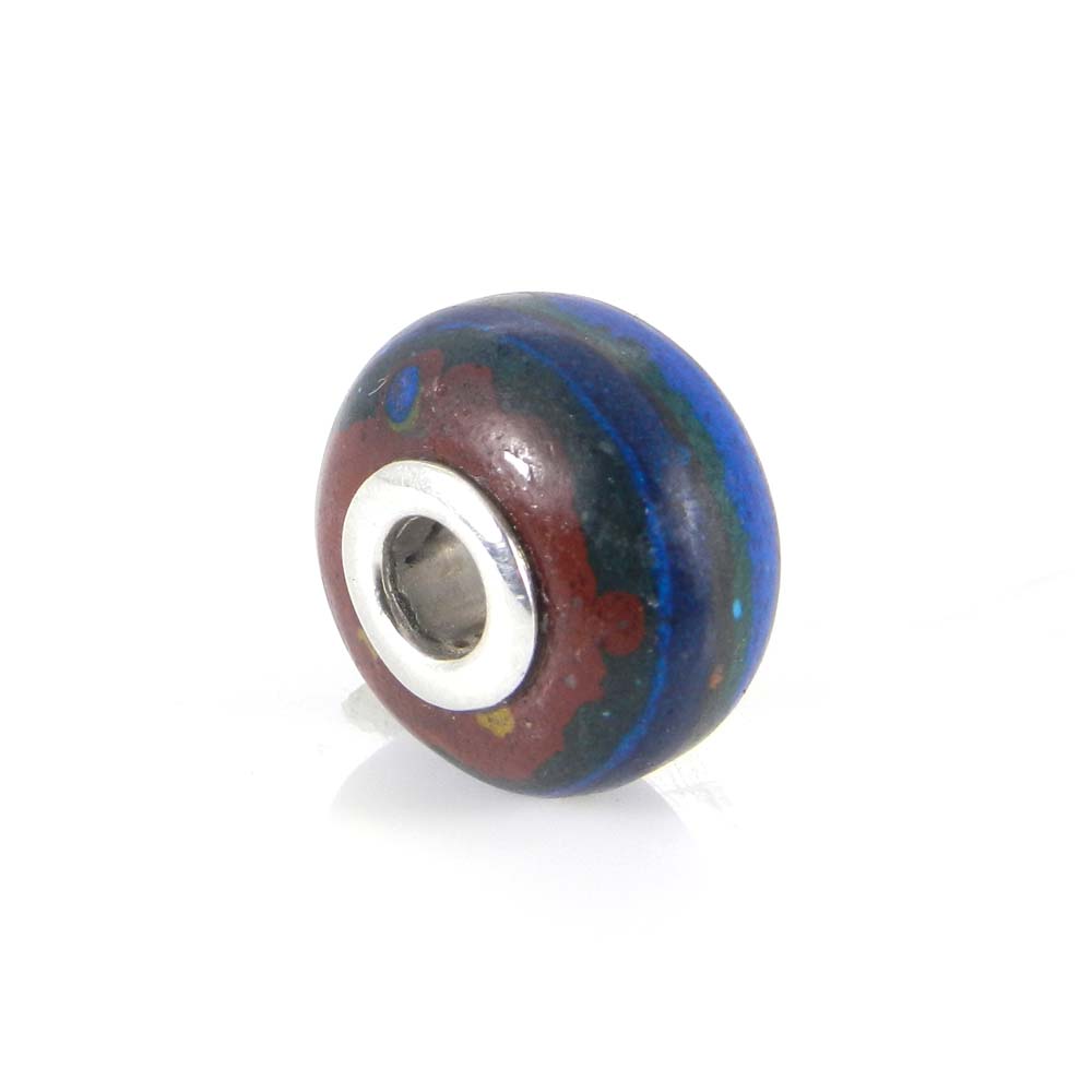 Rainbow calsilica big hole gemstone silver core beads for bracelet making