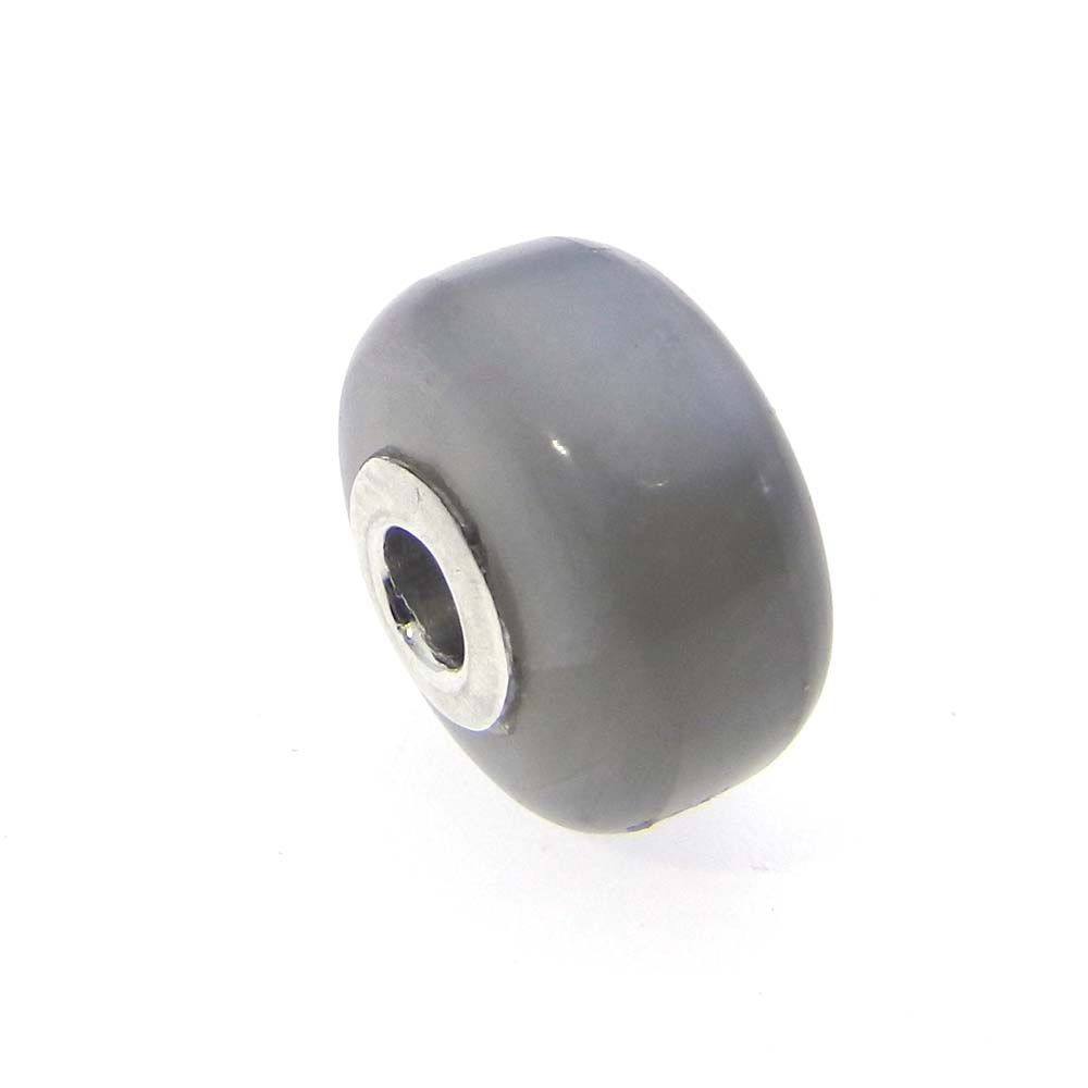 Rainbow calsilica big hole gemstone silver core beads for bracelet making