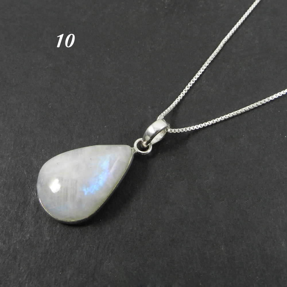 Rainbow Moonstone 925 Sterling Silver Slide Pendant With Chain