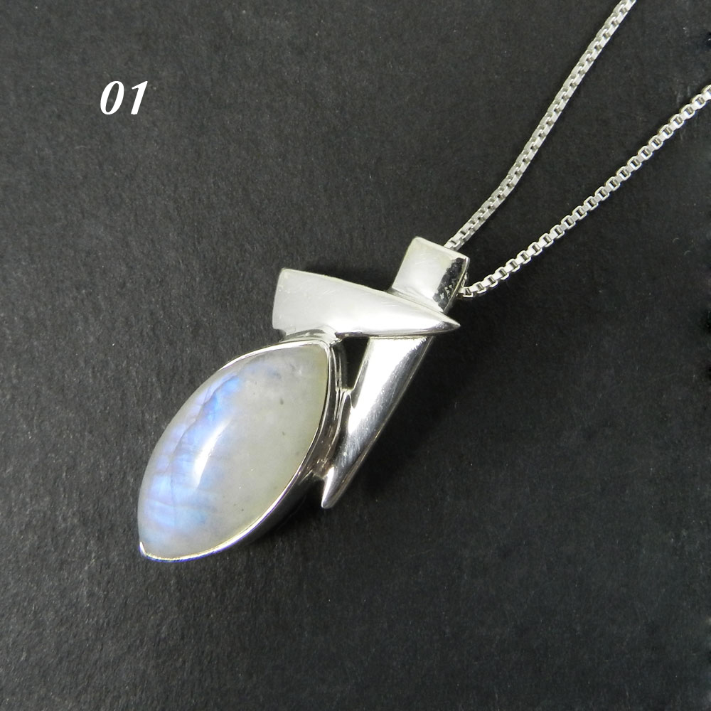 Rainbow Moonstone 925 Sterling Silver Slide Pendant With Chain