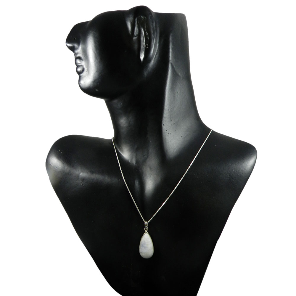 Rainbow Moonstone 925 Sterling Silver Slide Pendant With Chain