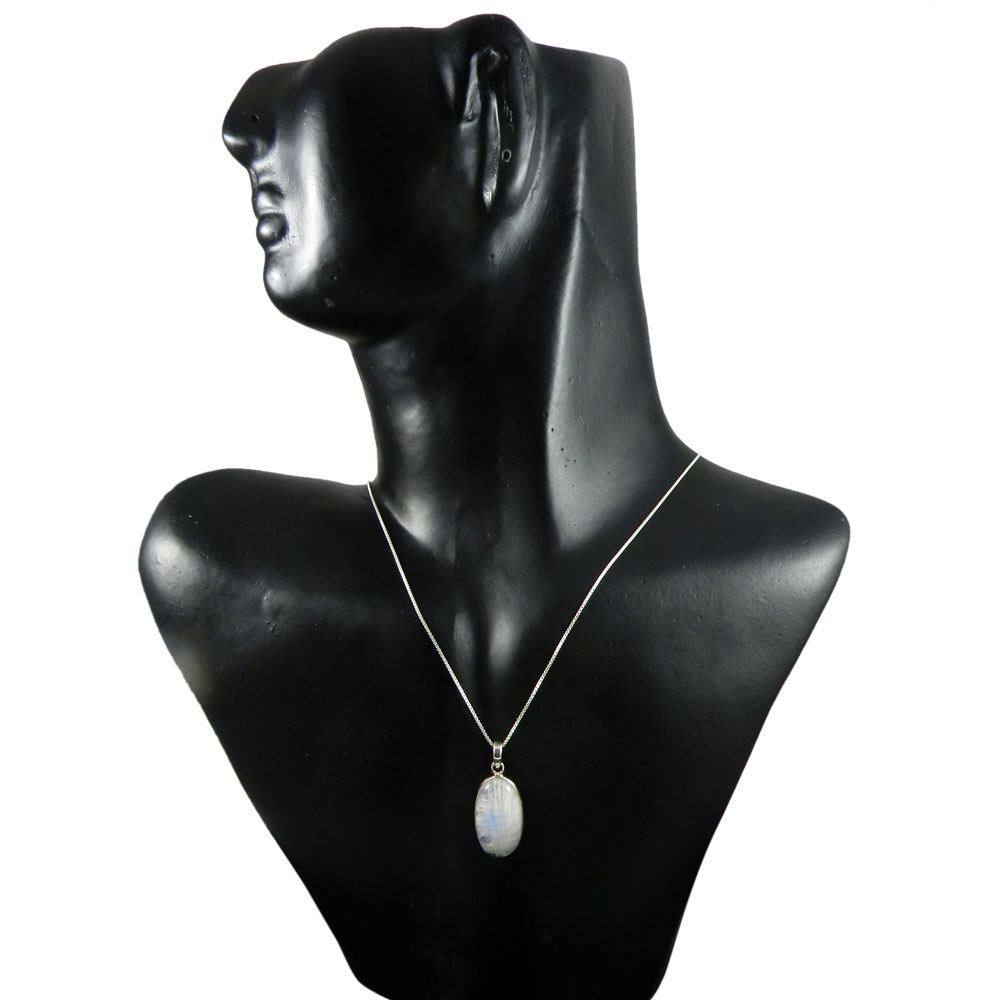 Rainbow Moonstone 925 Sterling Silver Slide Pendant With Chain