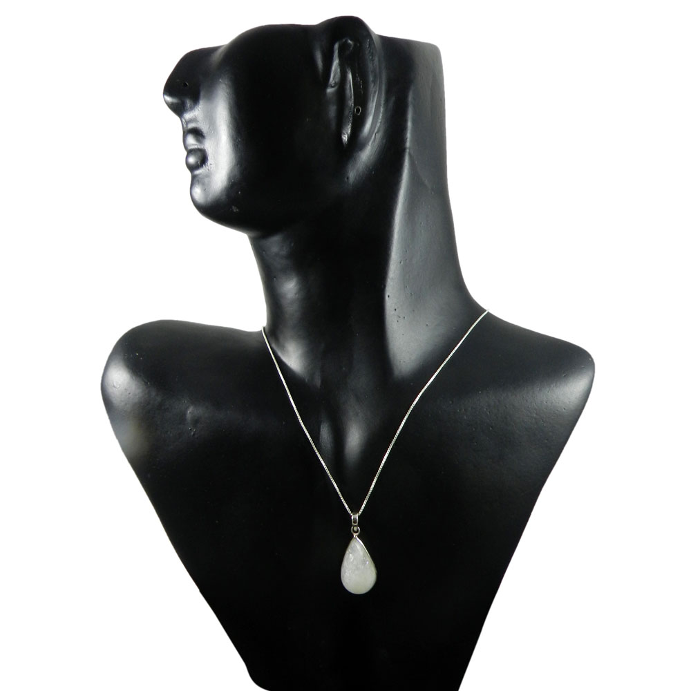 Rainbow Moonstone 925 Sterling Silver Slide Pendant With Chain