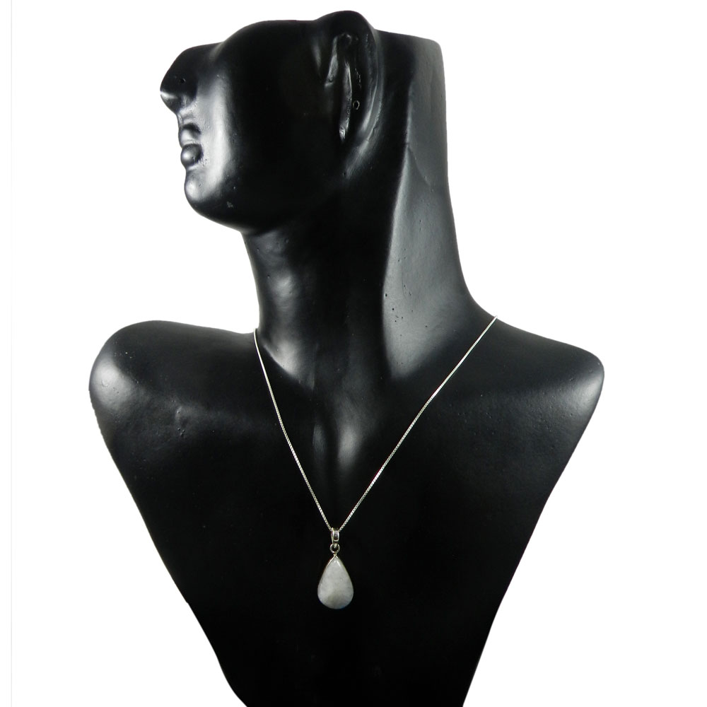 Rainbow Moonstone 925 Sterling Silver Slide Pendant With Chain