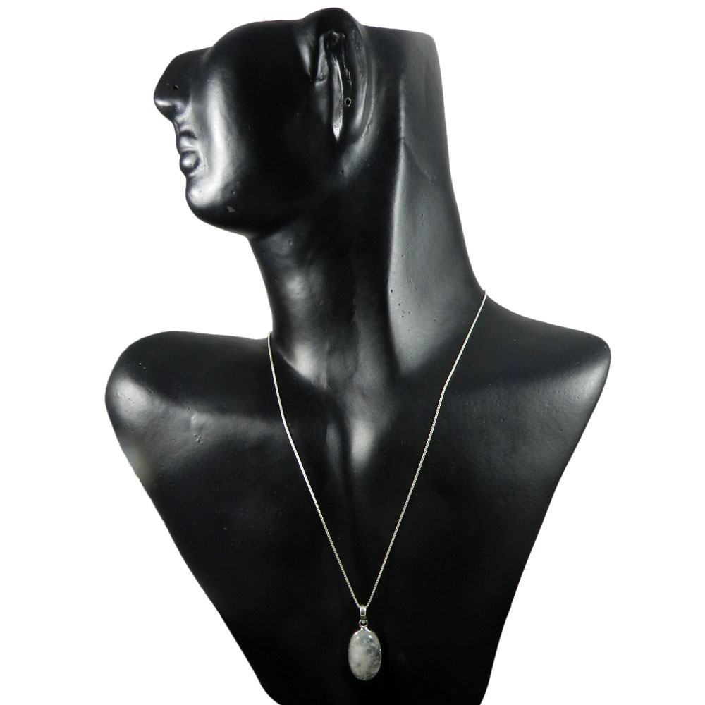 Rainbow Moonstone 925 Sterling Silver Slide Pendant With Chain