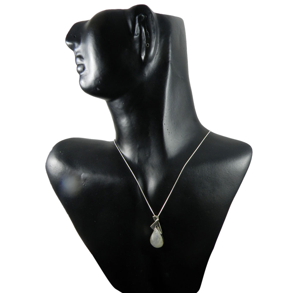 Rainbow Moonstone 925 Sterling Silver Slide Pendant With Chain