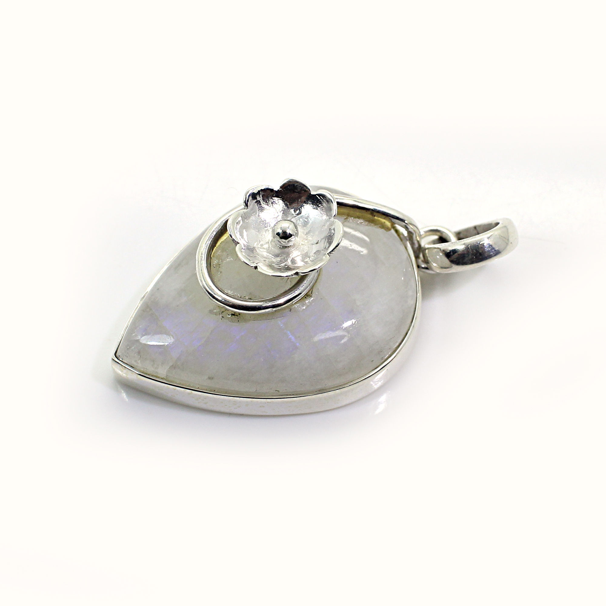 Rainbow Moonstone Sterling Silver Designer Pendant