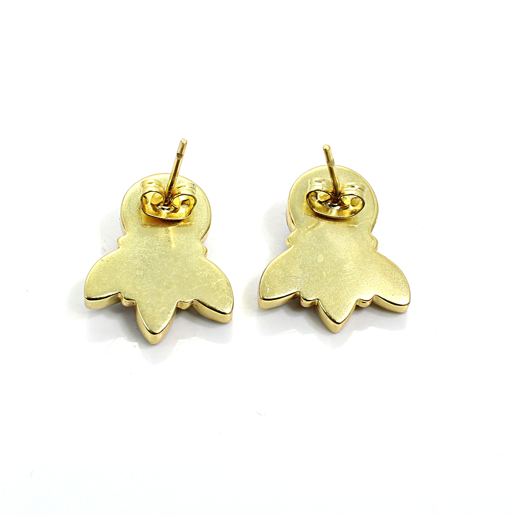 Red Onyx CZ Gold Plated Stud Earrings