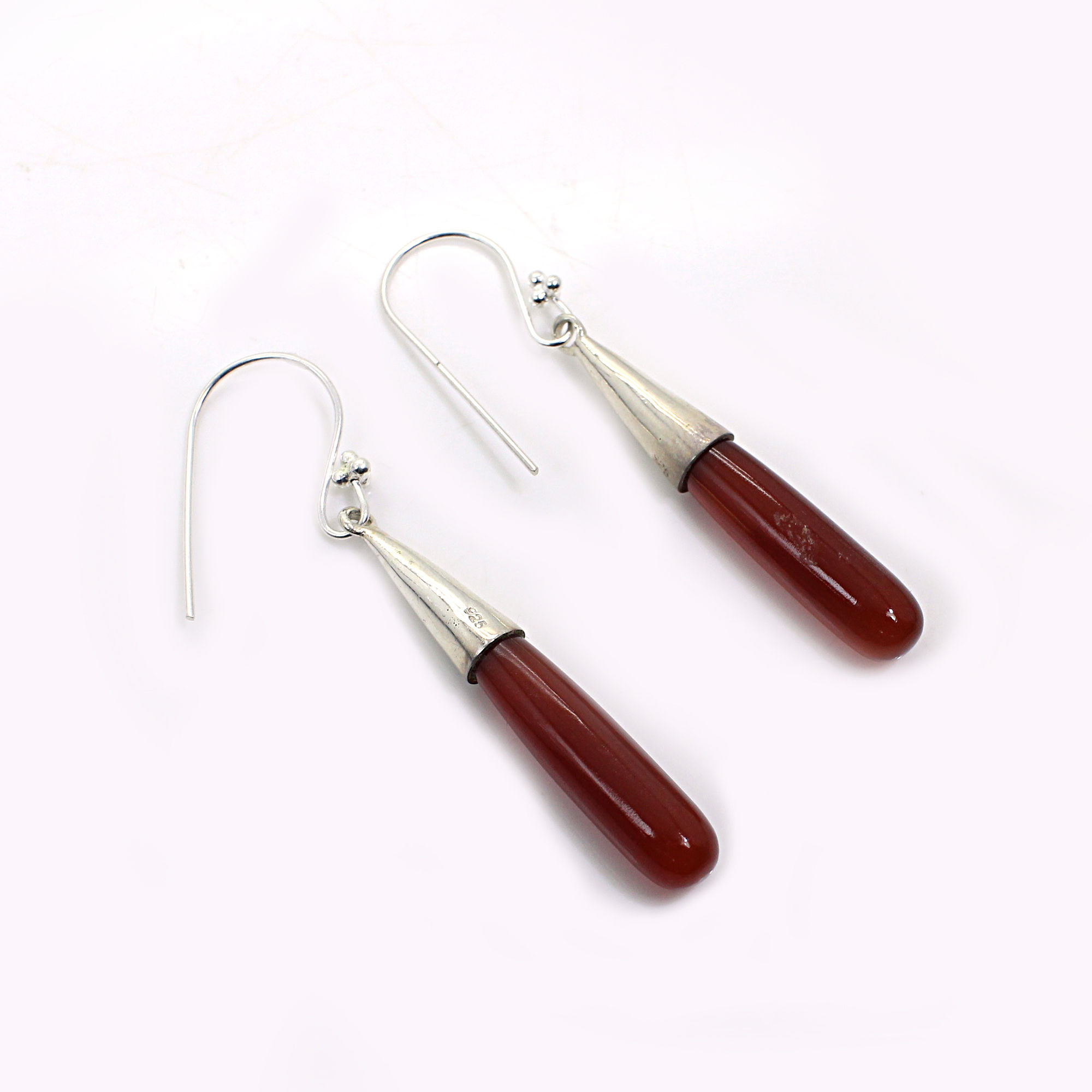 Red Onyx Sterling Silver Dangle Earrings