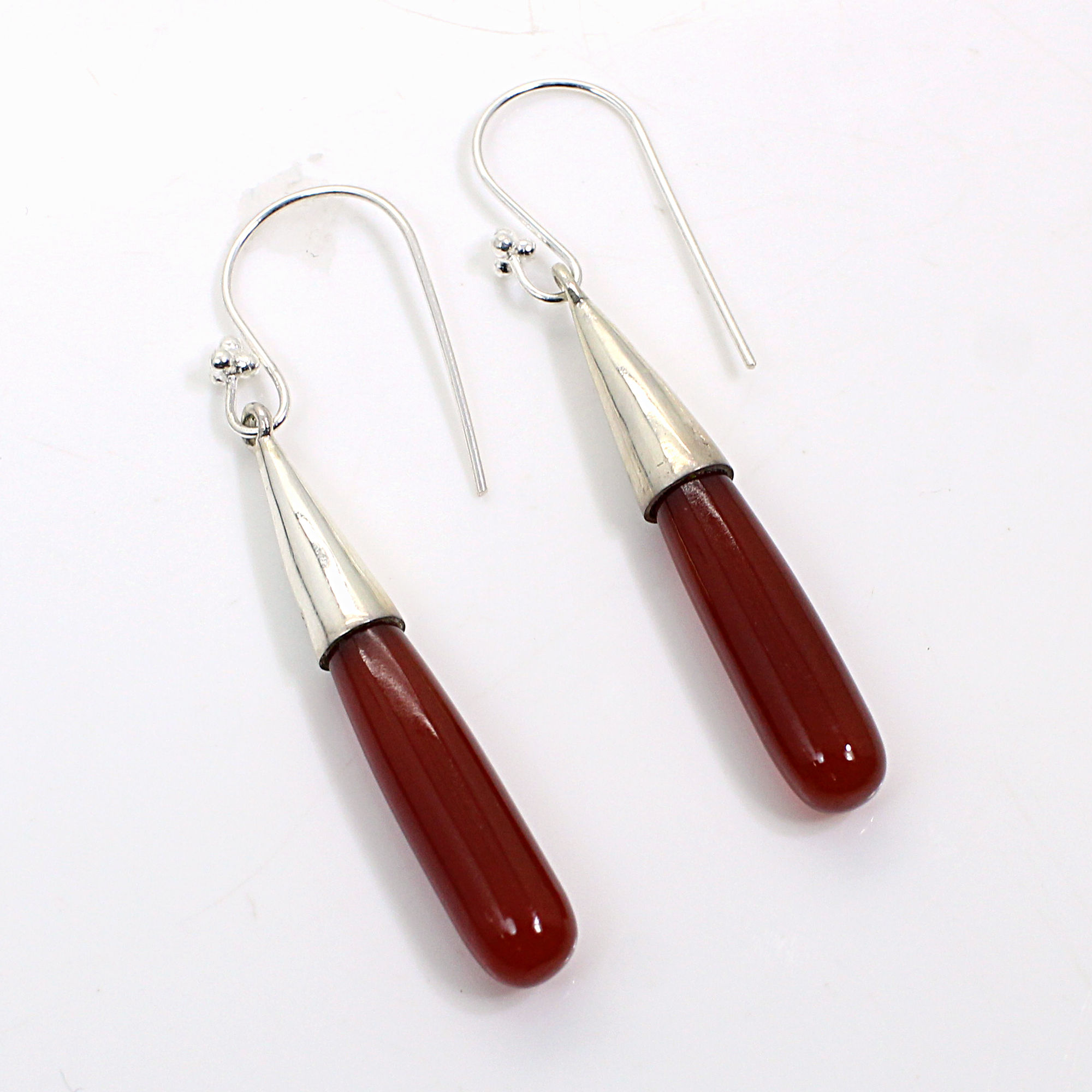 Red Onyx Sterling Silver Dangle Earrings