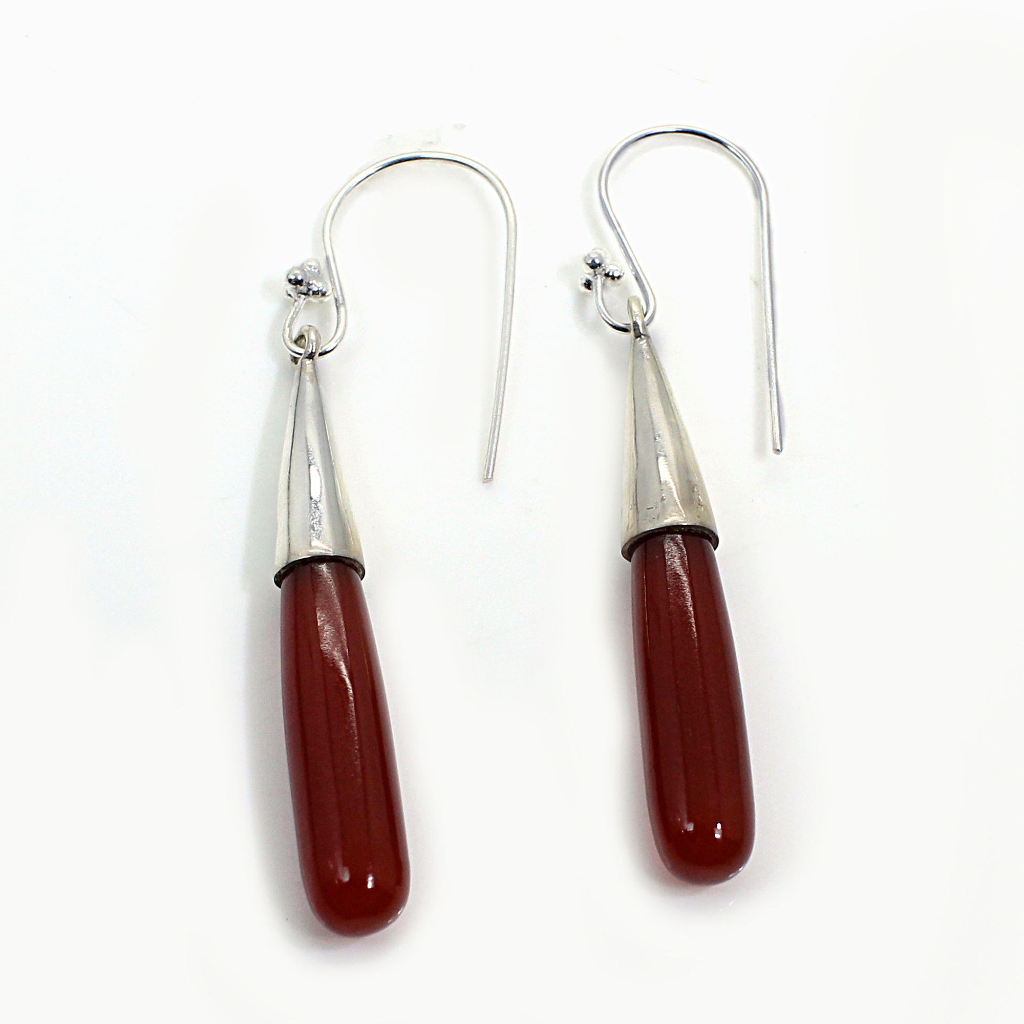 Red Onyx Sterling Silver Dangle Earrings