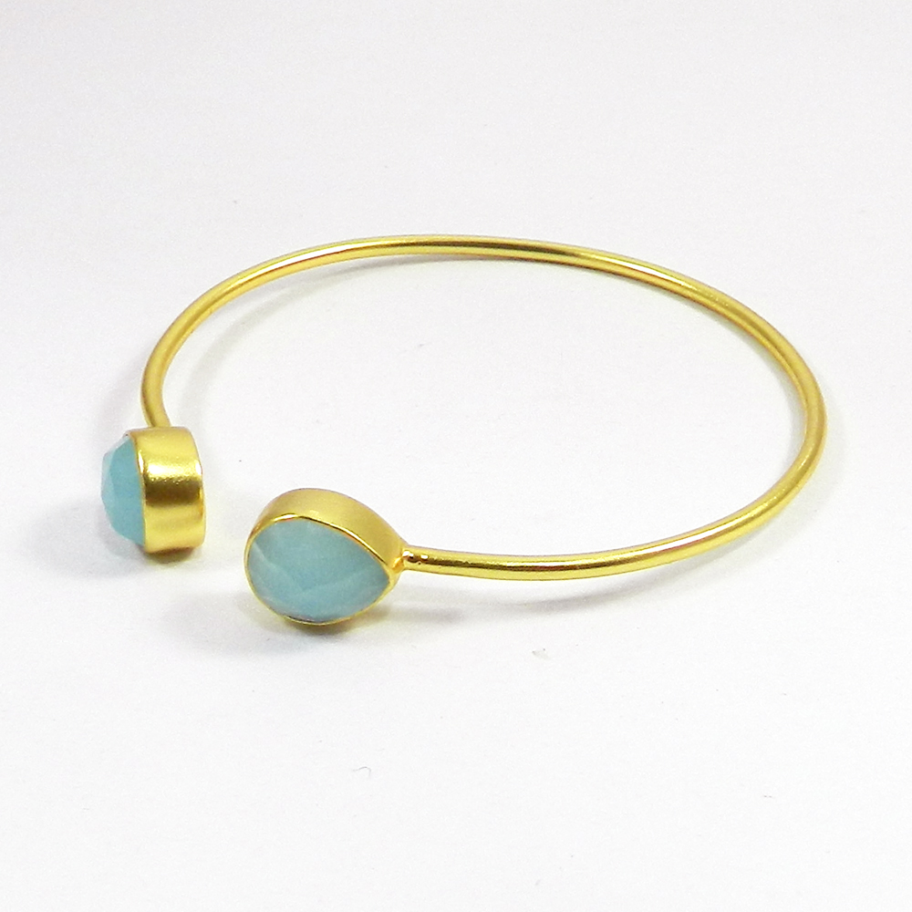 Sabrina Gemstone pear gold plated adjustable bracelet