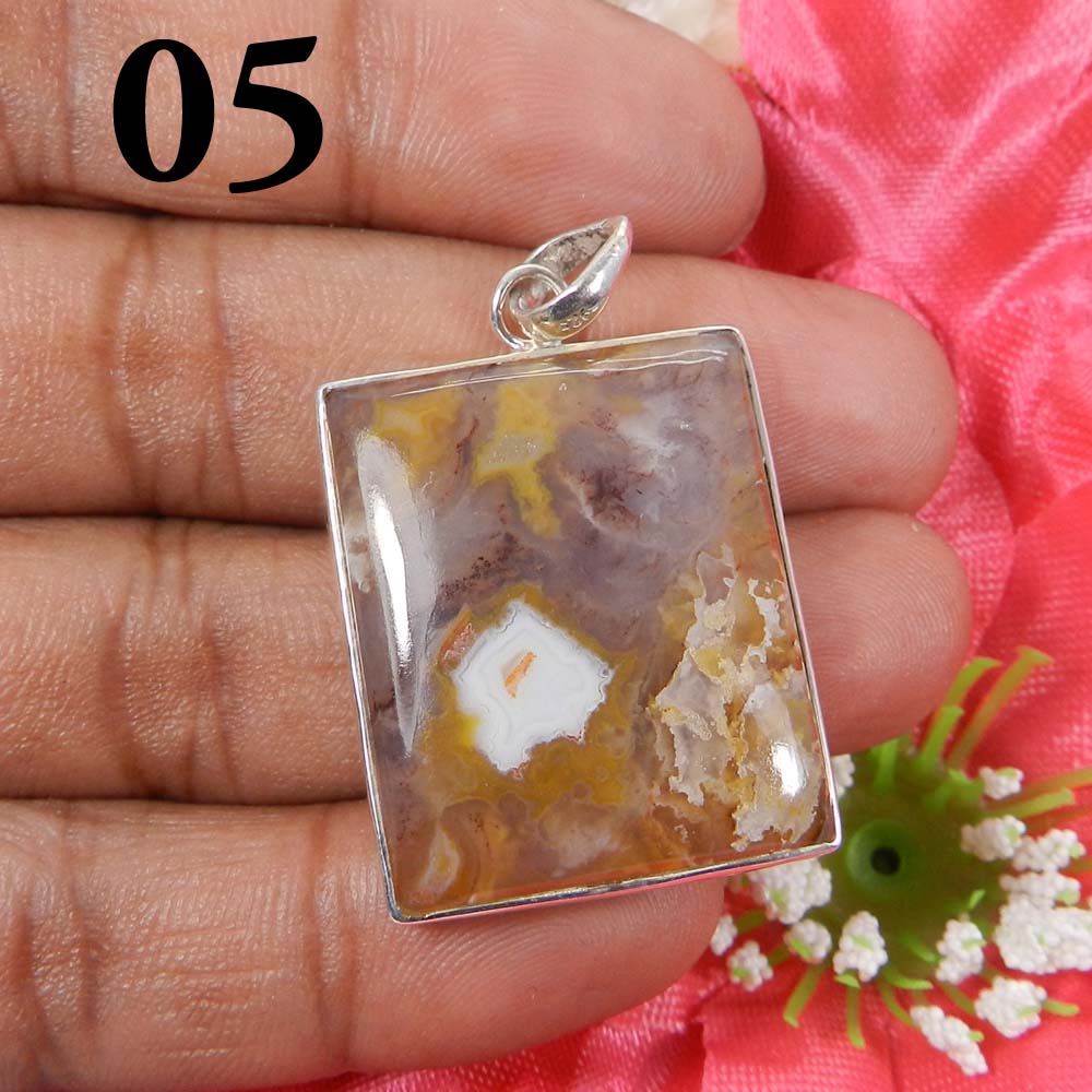 Segenite Jasper 925 Sterling Silver Designer Bezel Set Pendant