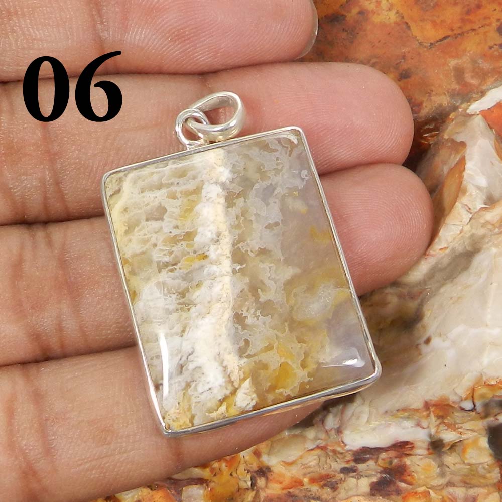 Segenite Jasper 925 Sterling Silver Designer Bezel Set Pendant