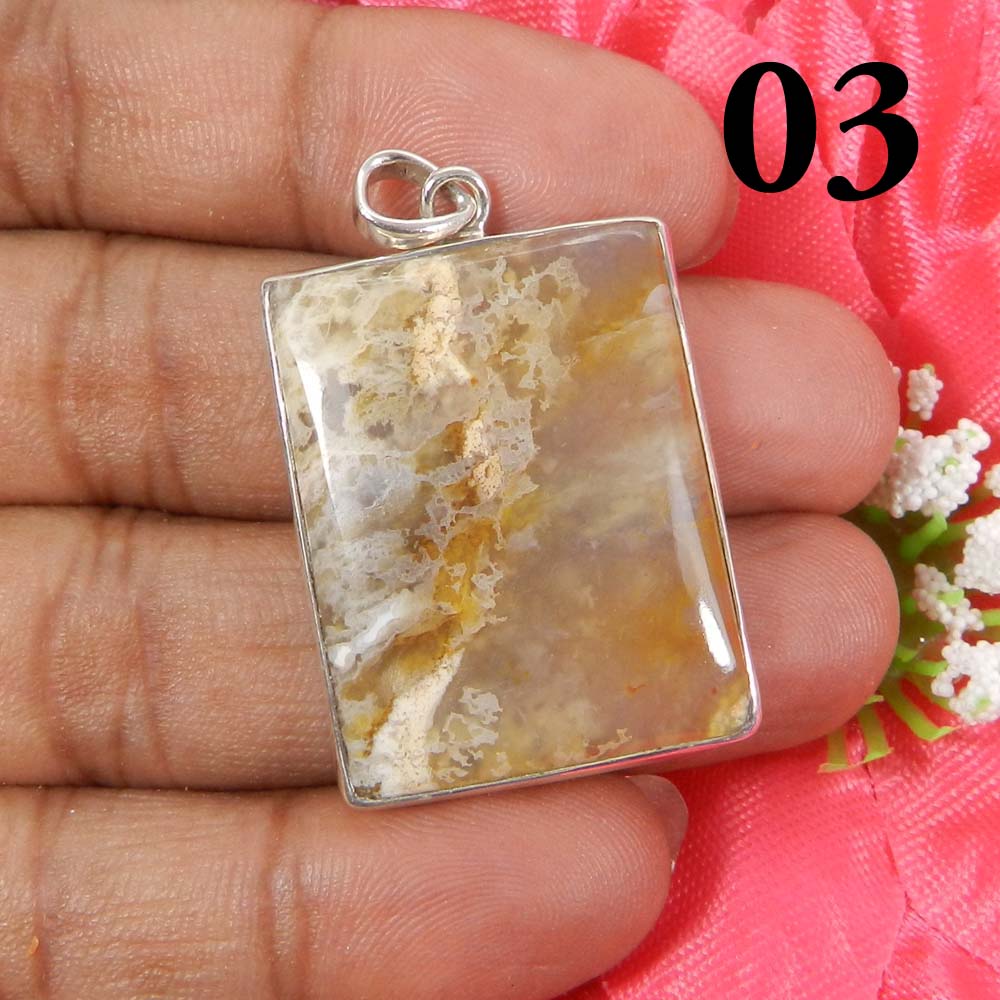 Segenite Jasper 925 Sterling Silver Designer Bezel Set Pendant