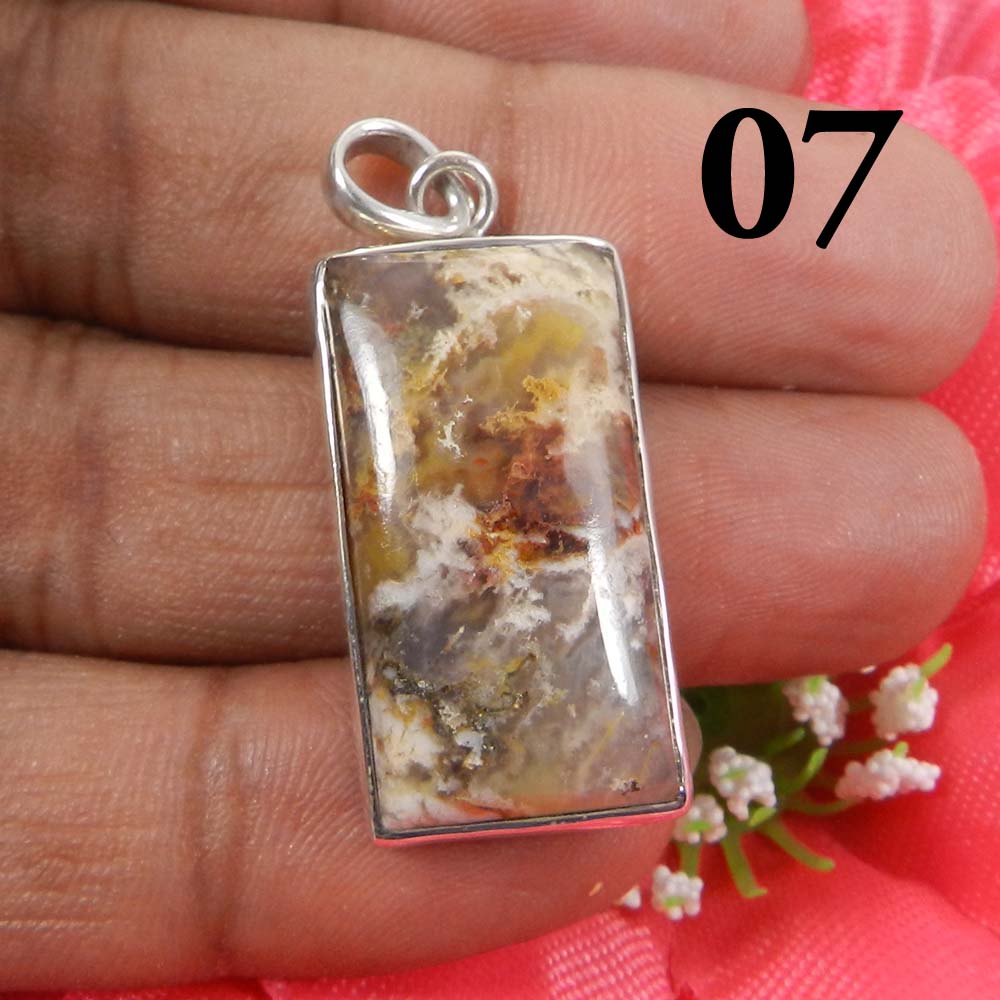 Segenite Jasper 925 Sterling Silver Designer Bezel Set Pendant