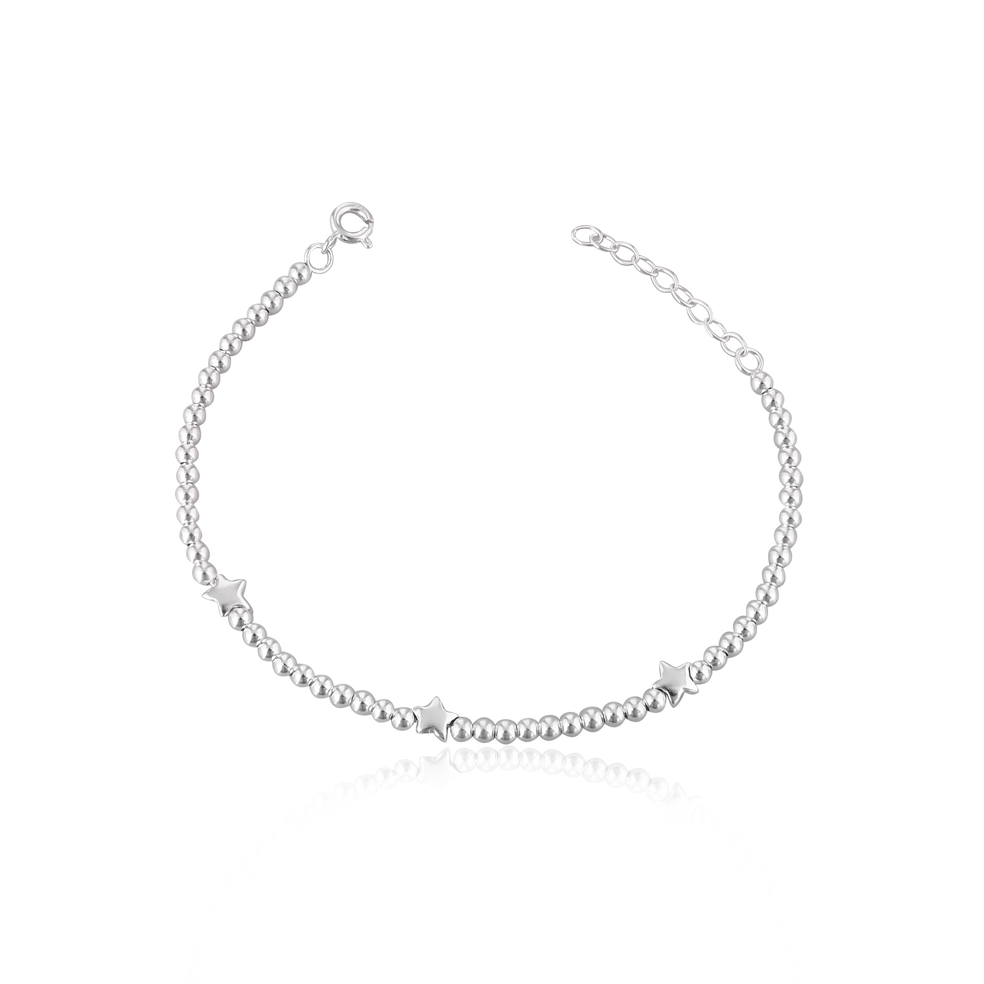 925 Sterling Silver Link Bracelet Silver 925 Jewelry Fine Jewelry Beaded Ball Charm Bracelets For Jewelry