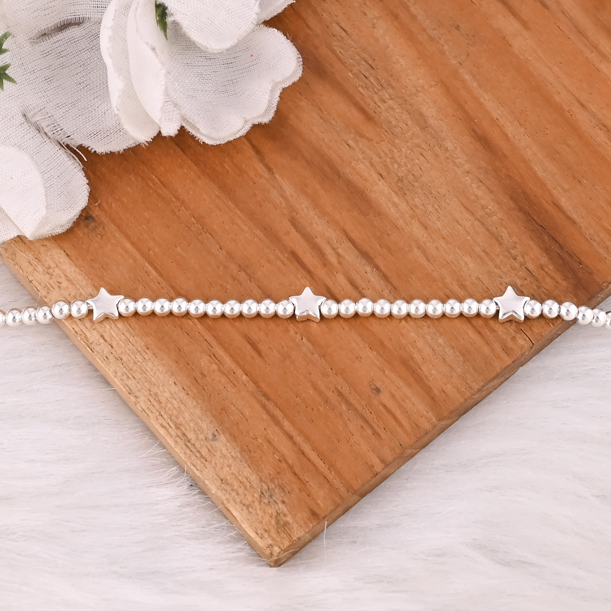 925 Sterling Silver Link Bracelet Silver 925 Jewelry Fine Jewelry Beaded Ball Charm Bracelets For Jewelry