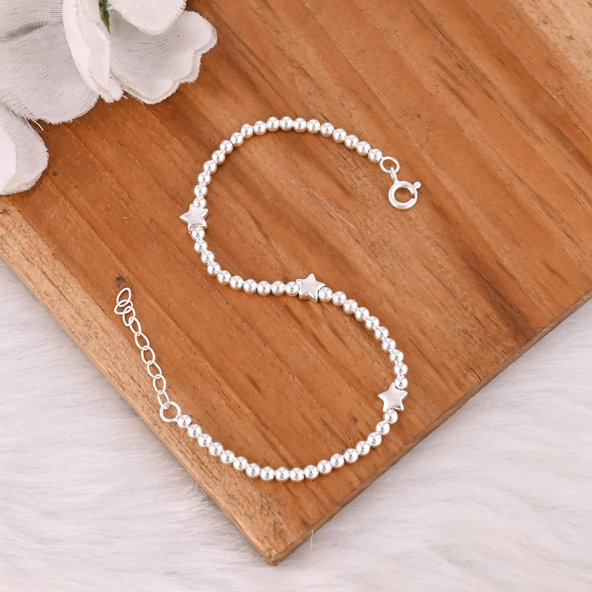 925 Sterling Silver Link Bracelet Silver 925 Jewelry Fine Jewelry Beaded Ball Charm Bracelets For Jewelry
