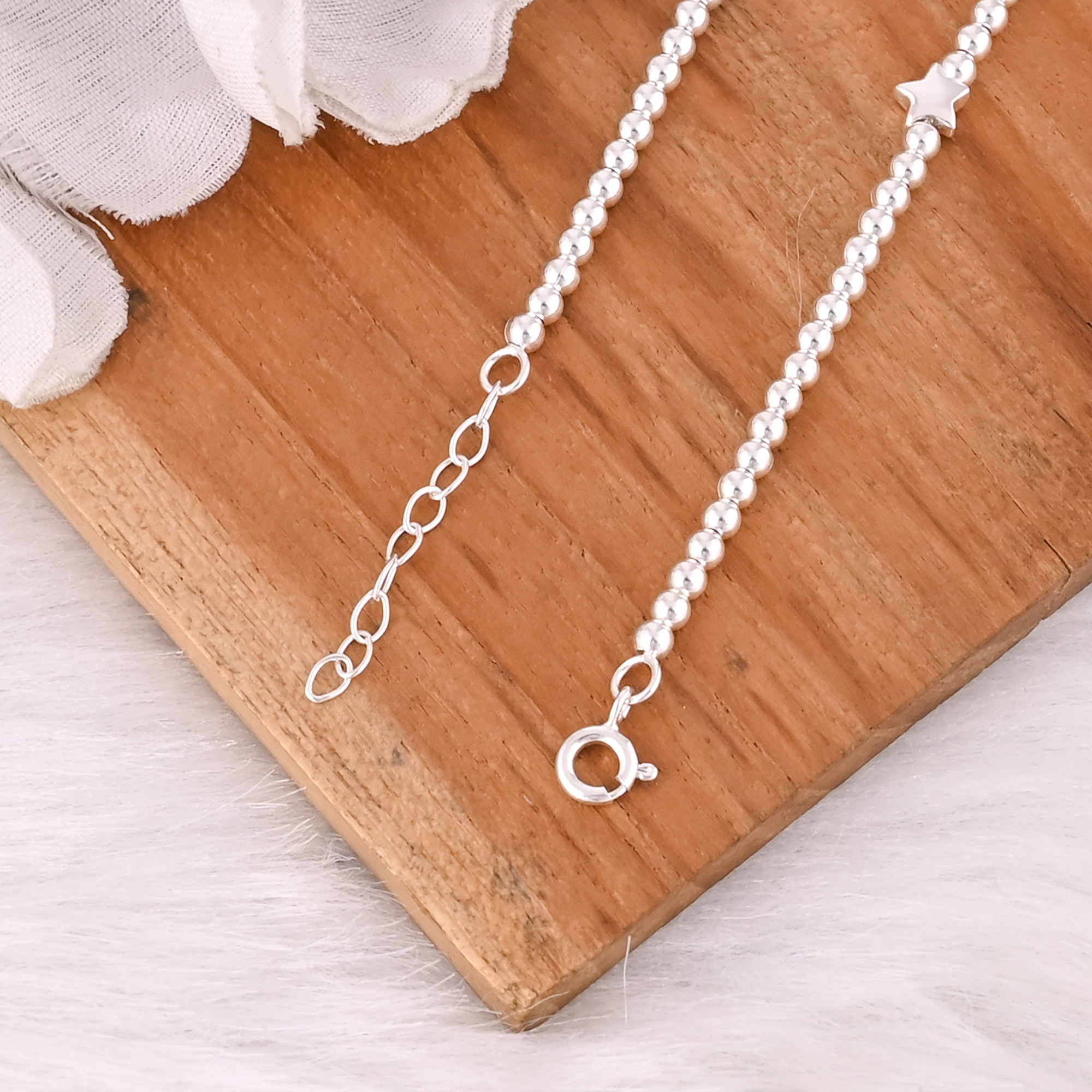 925 Sterling Silver Link Bracelet Silver 925 Jewelry Fine Jewelry Beaded Ball Charm Bracelets For Jewelry