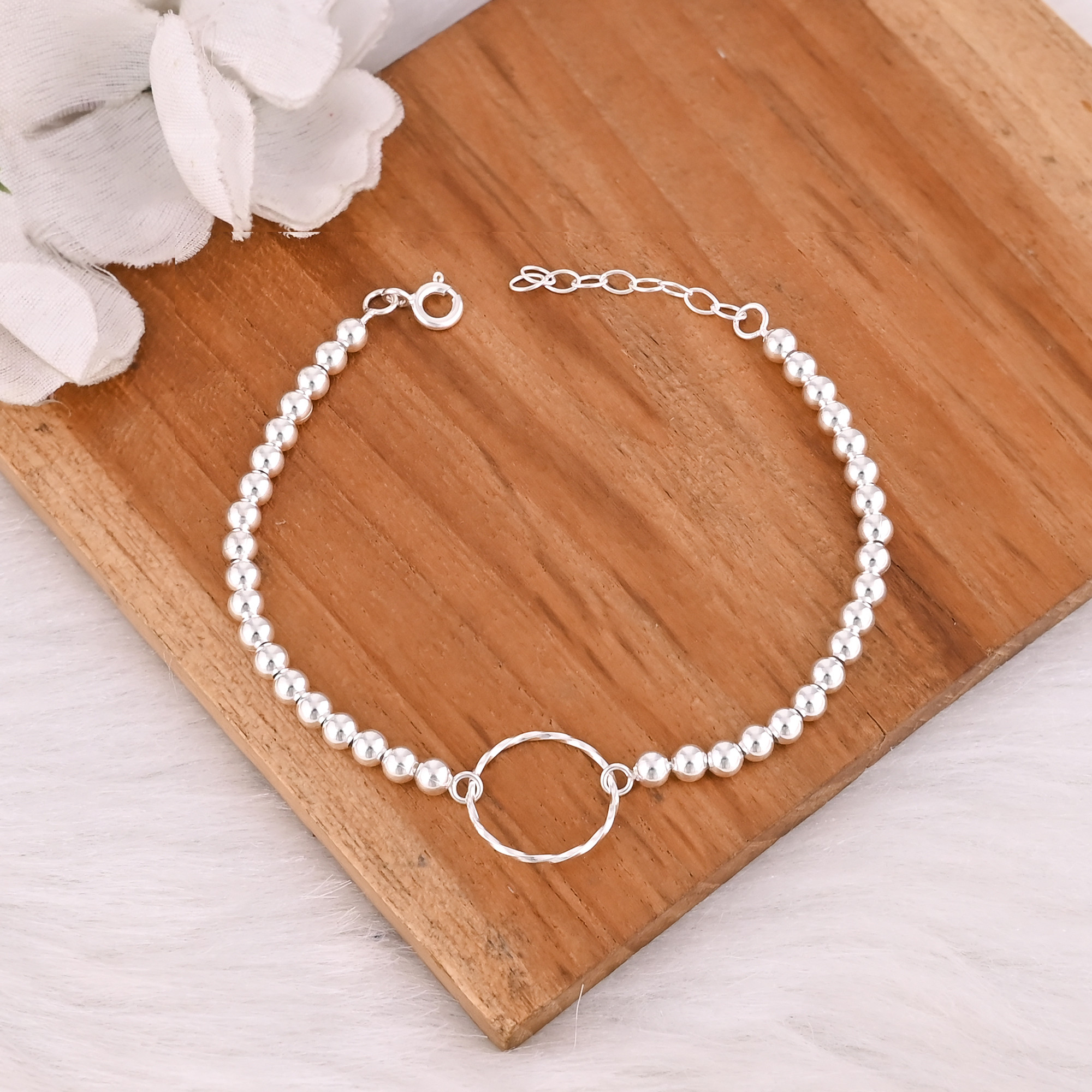 Wholesale 925 Sterling Silver Vintage Style Bracelets For Women Fashion Beaded Bracelet For Engagement Wedding Party Gifts