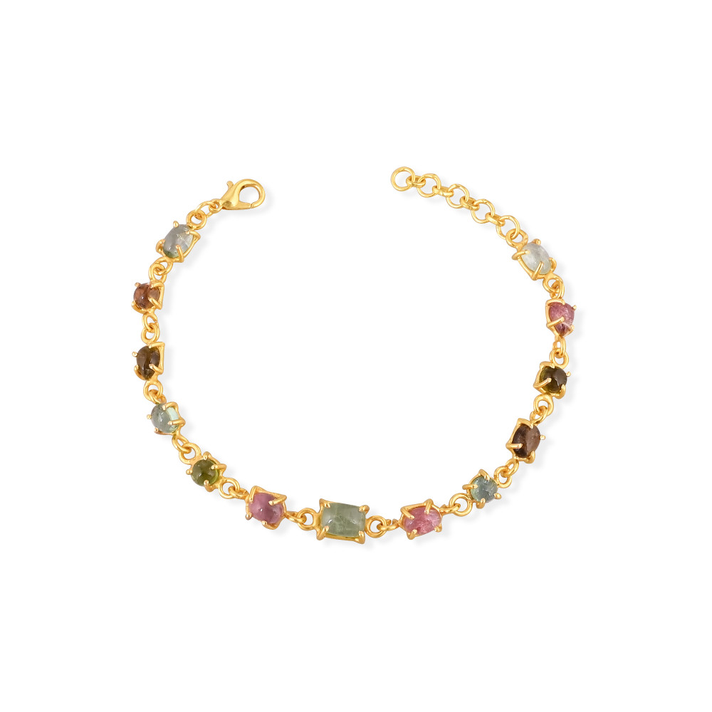 Image of 925 Sterling Silver Designer Tourmaline Bracelet for Women Girls Handmade Customized Bracelet Charm Jewelry Link Chain Bracelet