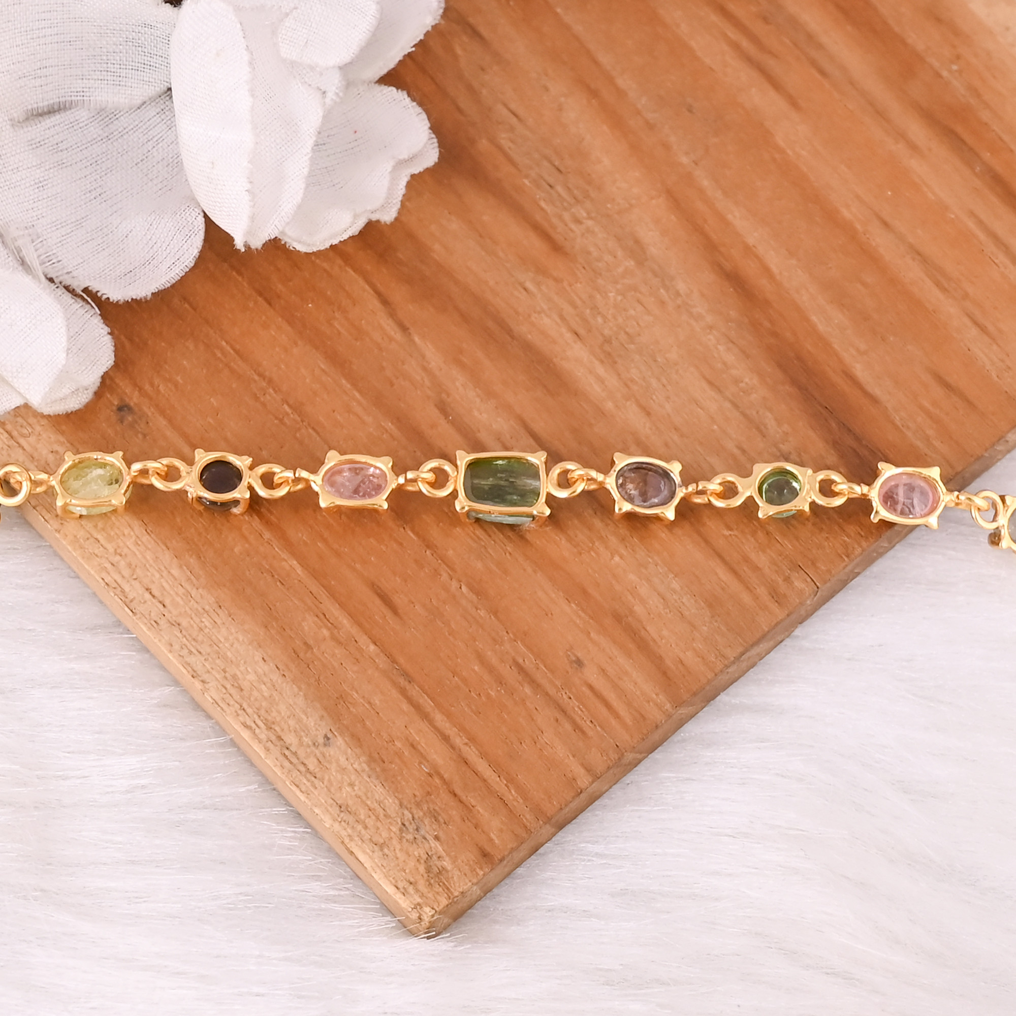 925 Sterling Silver Designer Bracelet for Women Girls Handmade Customized Bracelet Tourmaline Jewelry Link Chain Bracelet