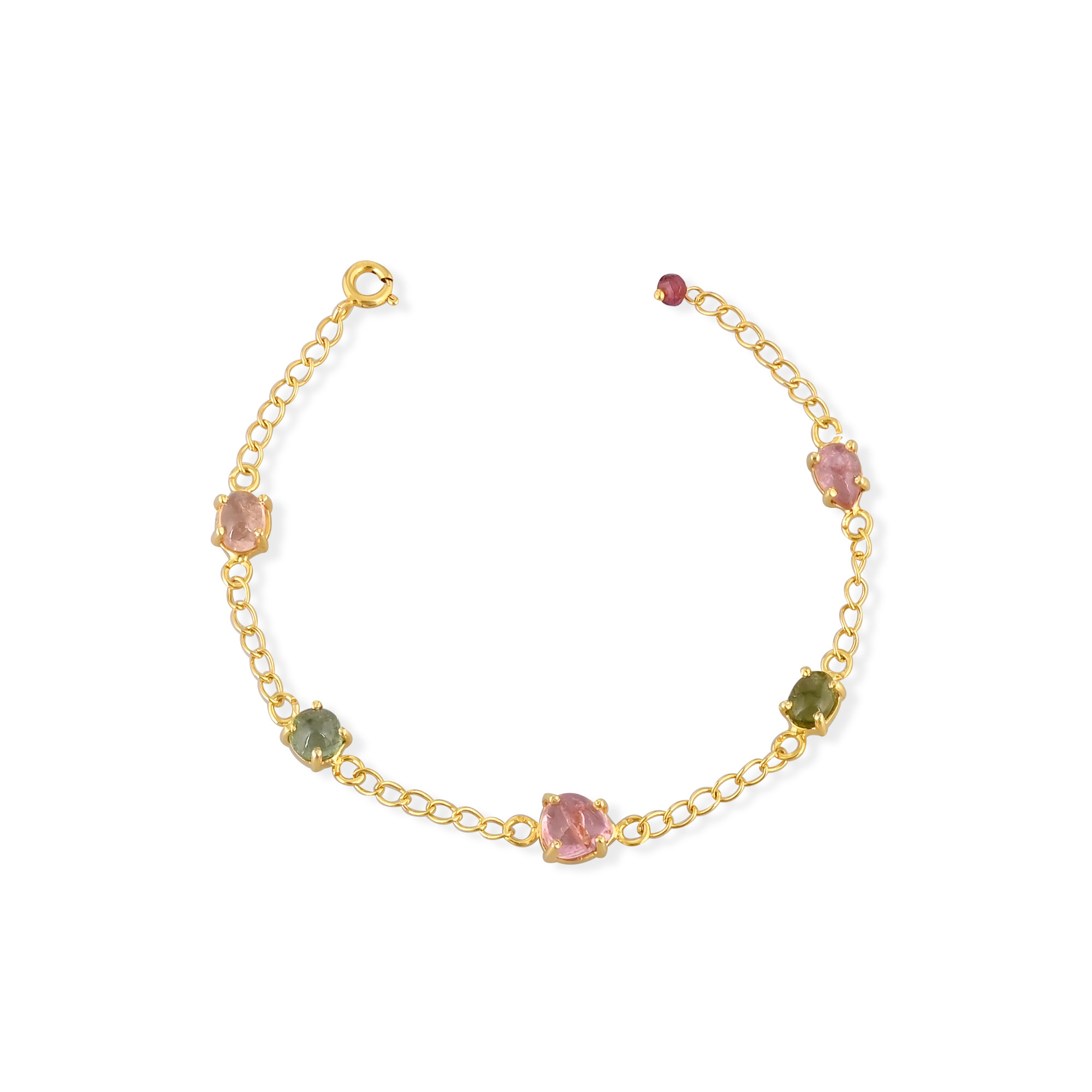 925 Sterling Silver Tourmaline Birthstone Bracelet for Women Handmade Designer Bracelet Gold Plated Jewelry Link Chain Bracelet