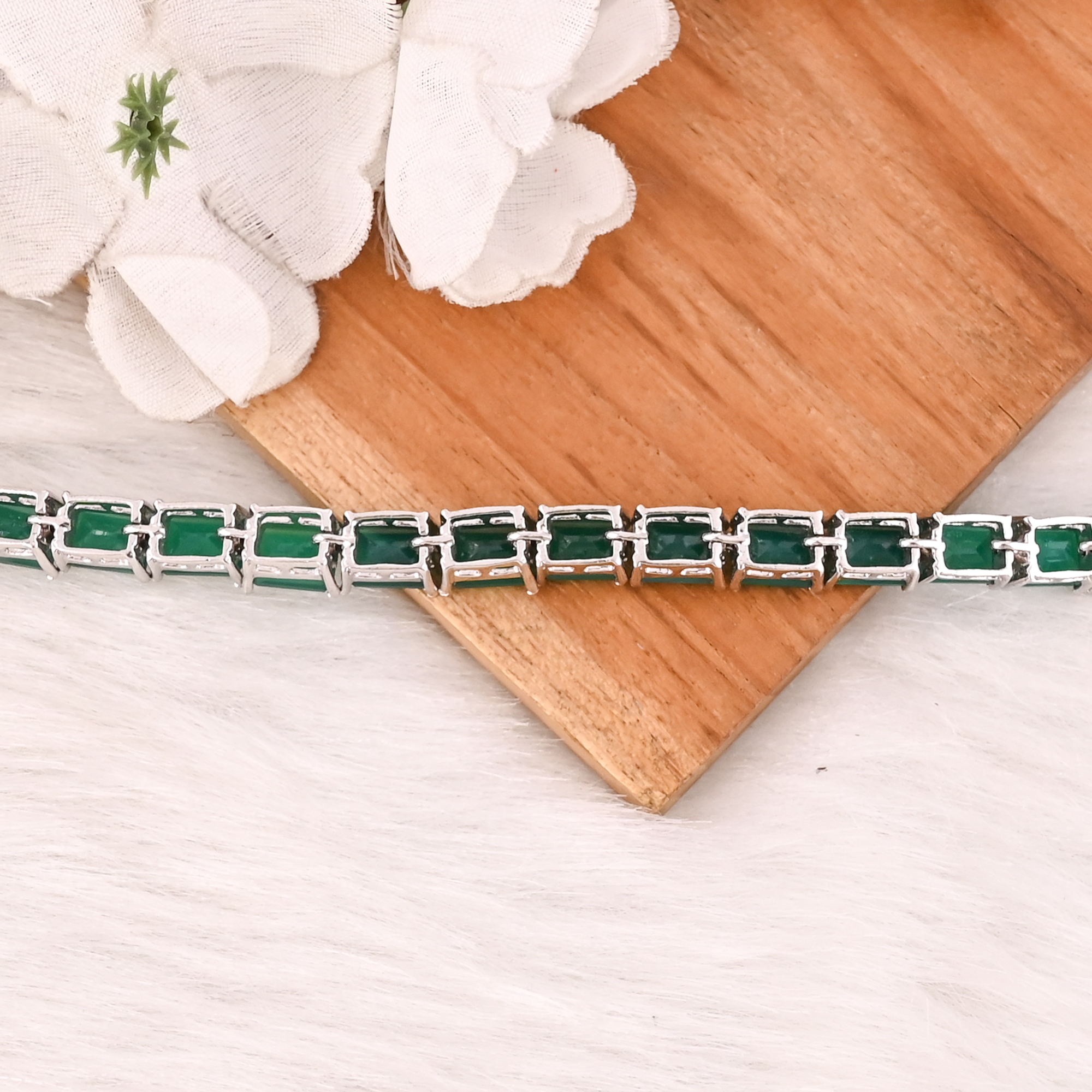 Premium Natural Green Onyx Bracelet in 925 Sterling Silver Handmade Luxury Jewelry Women  Men