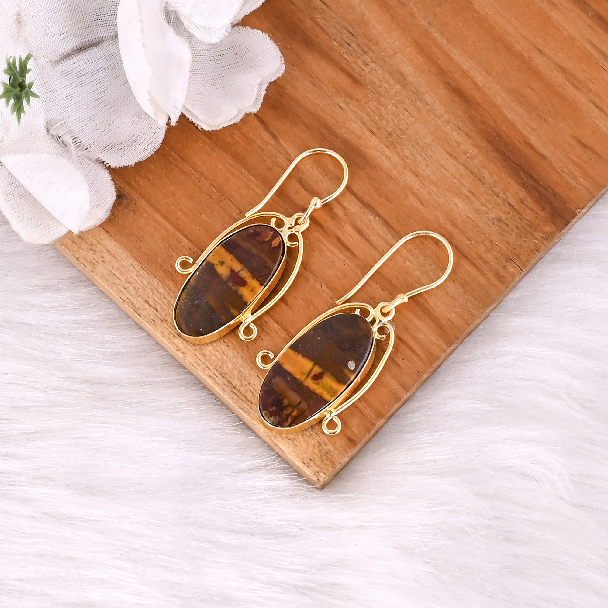 New Arrival Boho Malinga Jasper Gemstone Earring Hot Selling Brass Silver Plated Dangle Drop Earrings For Women Gifts Jewelry