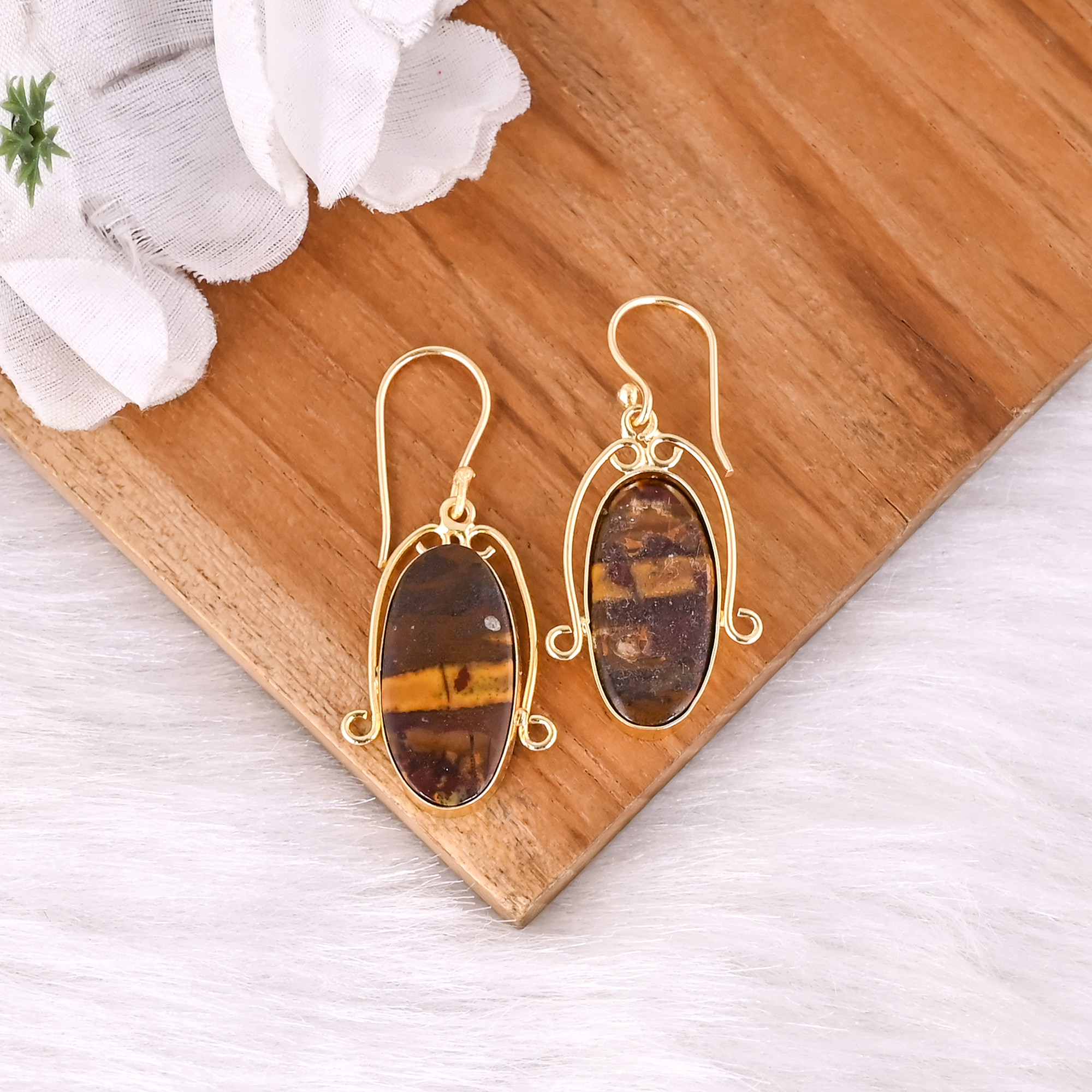 New Arrival Boho Malinga Jasper Gemstone Earring Hot Selling Brass Silver Plated Dangle Drop Earrings For Women Gifts Jewelry