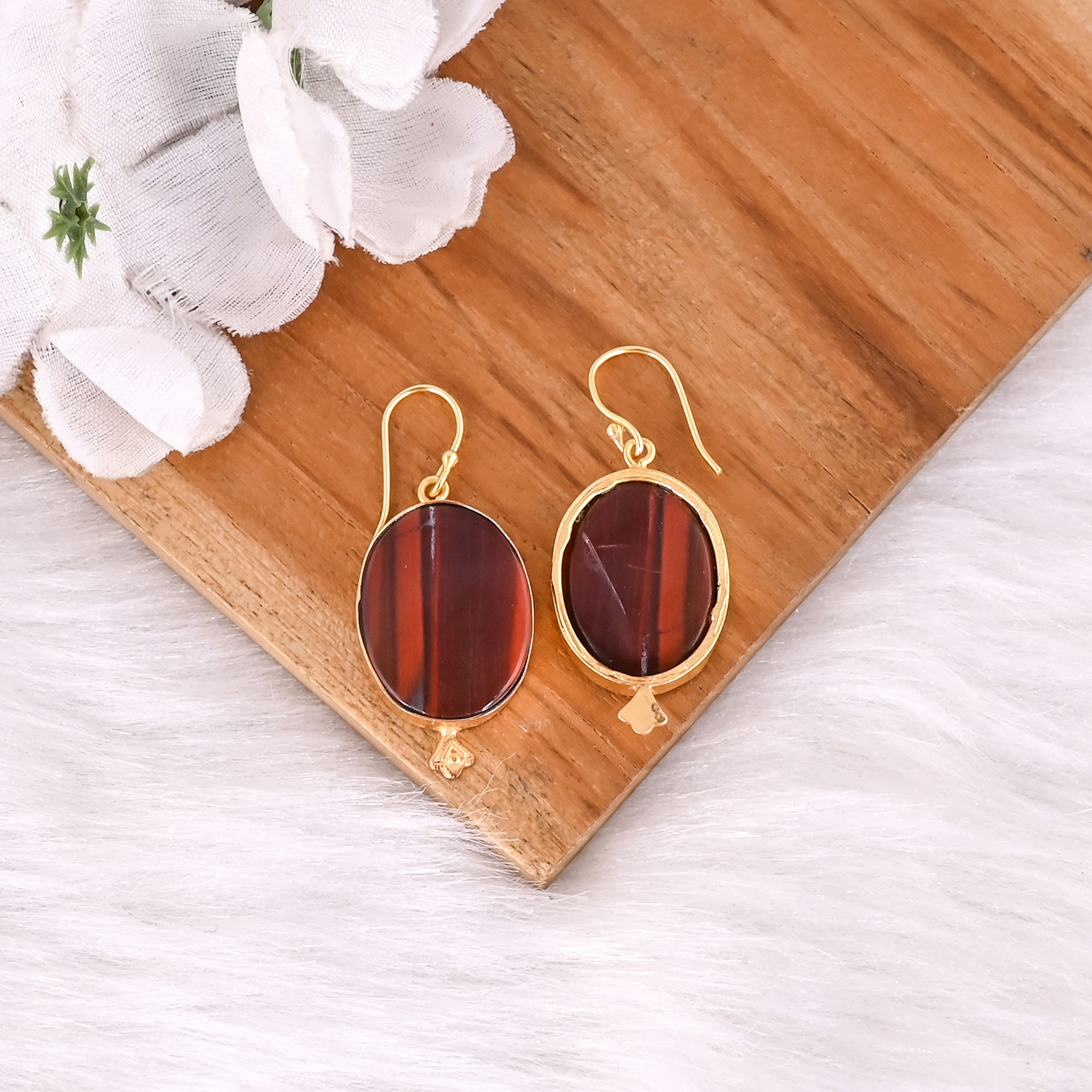 Bohemian Brass Snake Jasper Gemstone Earrings Handcrafted Ethnic Statement Jewelry High-quality Brass Earrings Bulk Order