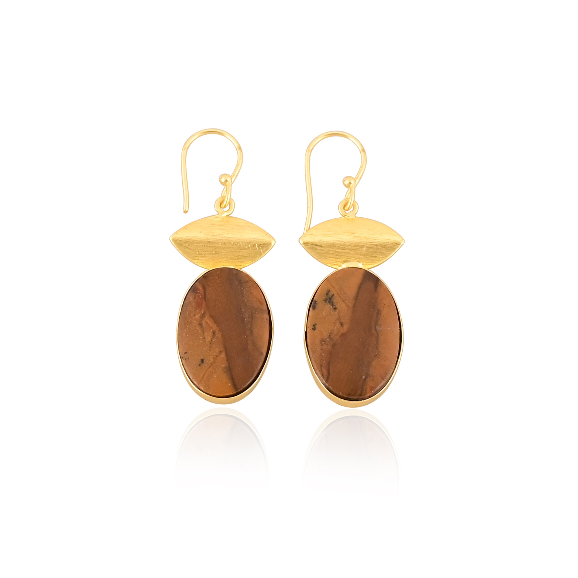 Custom Logo Gold-plated Brass Malinga Jasper Earrings Manufacturer Customized Jewelry High-quality Brass Earrings Bulk Order