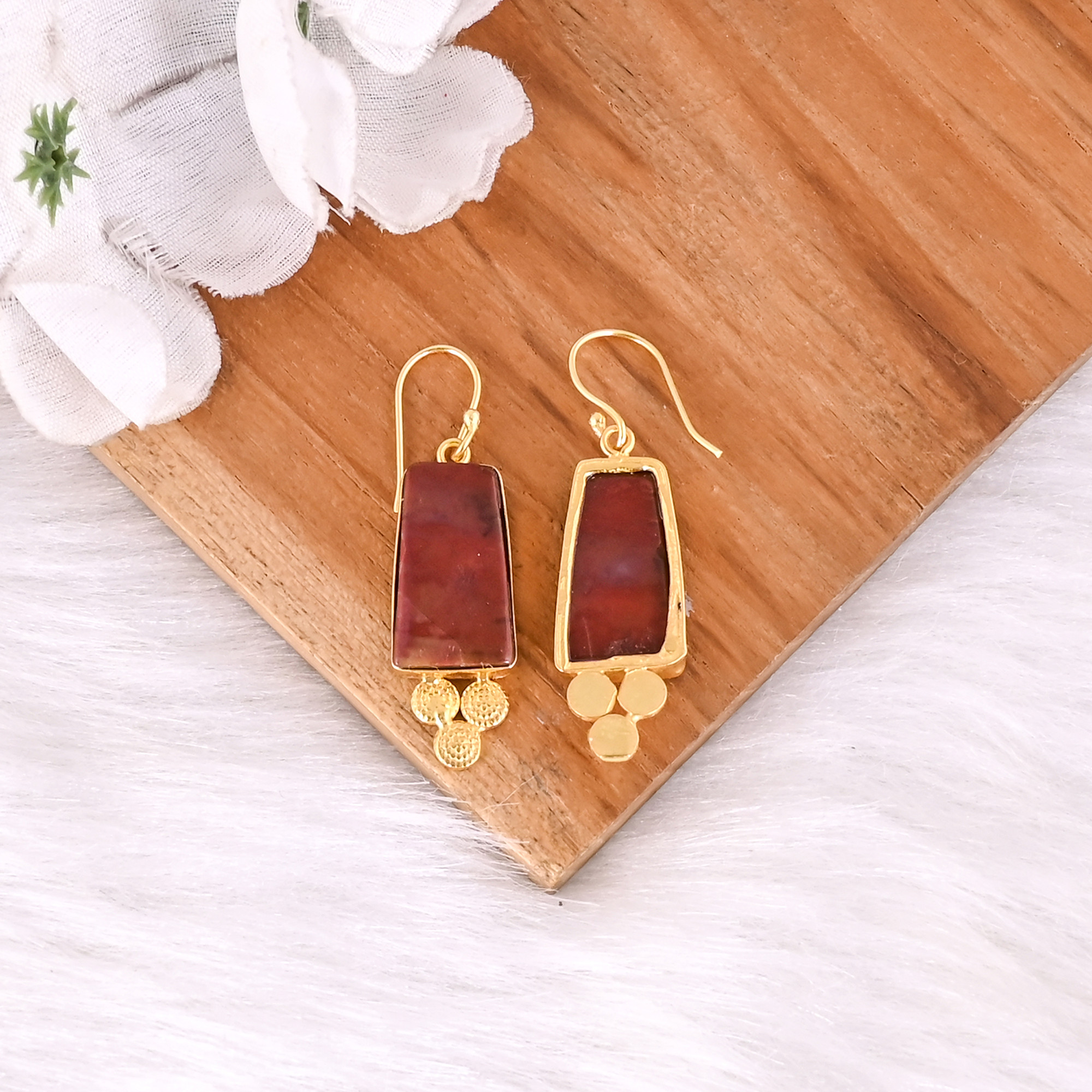 Antique Brass Dangle Earrings for Women Malinga Jasper Gemstone Drop Earrings High-quality Brass Handmade Earrings Bulk Order