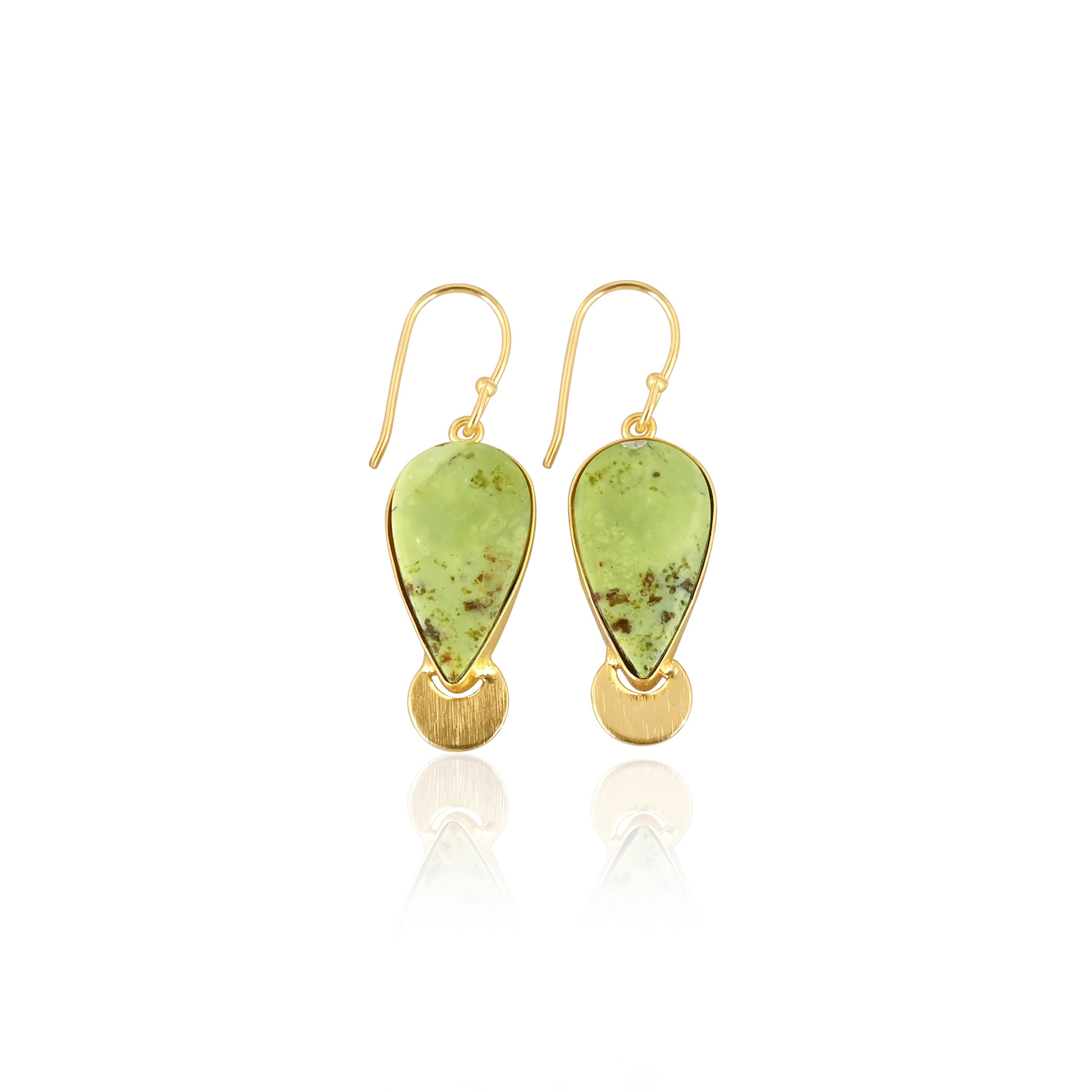 Hot Selling Yellow Gold Plated Earring Green Opal Gemstone Earring Fashion Boho Statement Earrings Wholesale Manufacturer