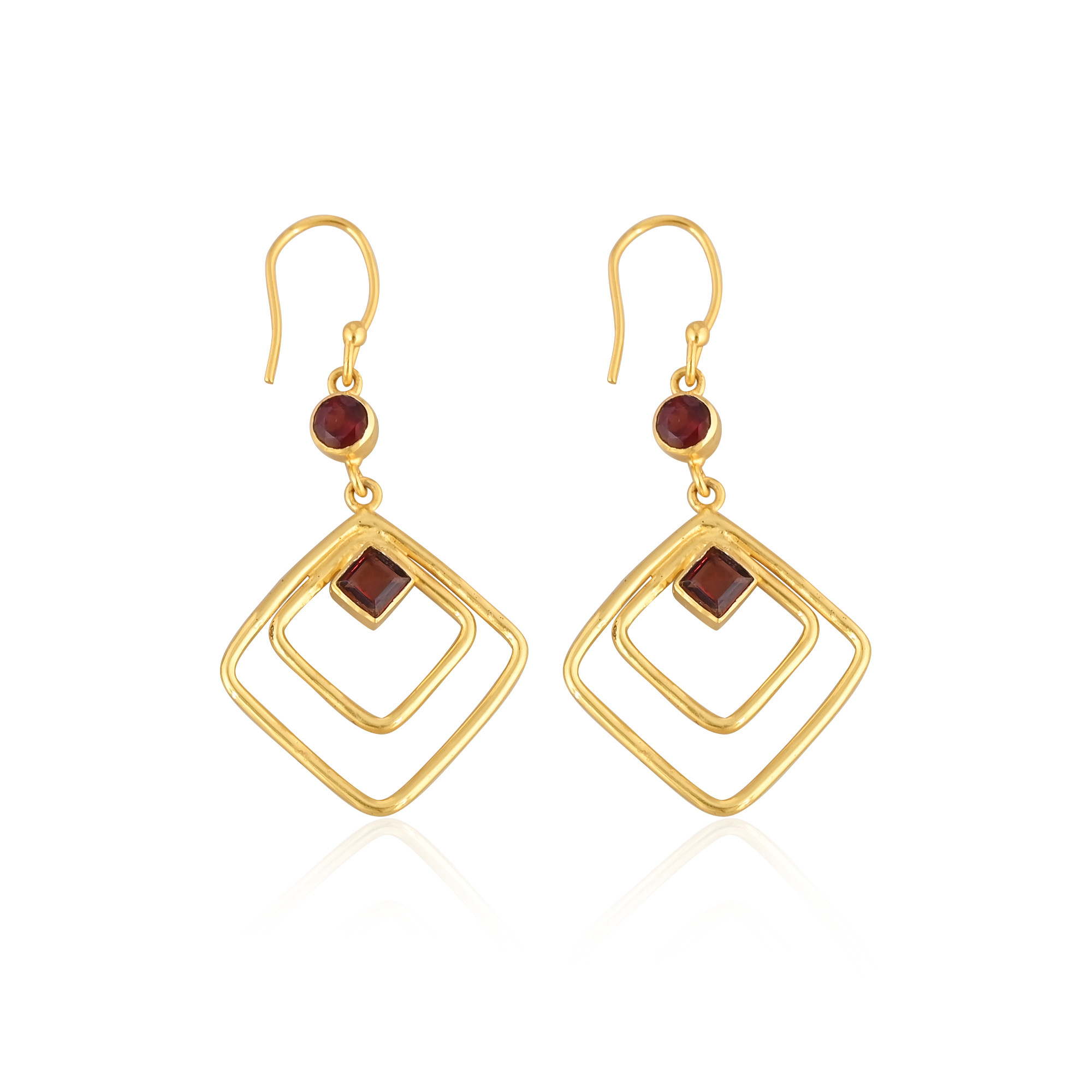 Natural Mozambique Garnet Gemstone Earrings In 925 Sterling Silver Hook Earrings Handmade Bezel Set Jewelry For Women  Girls 50 pcs moq