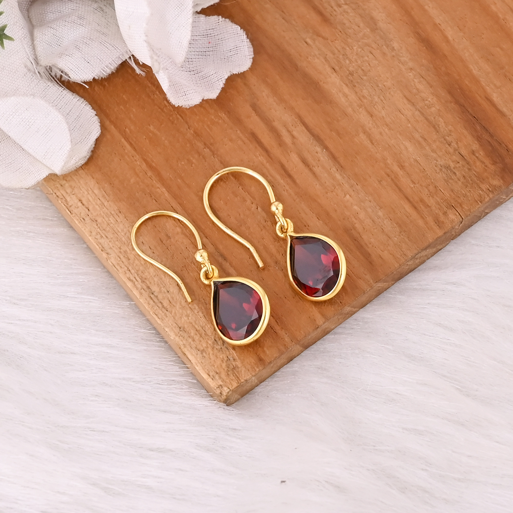 Mozambique Garnet Dangle Drop Earrings Natural Gemstone 925 Sterling Silver Handmade Wedding Earrings Gold Plated Earrings 50 pcs