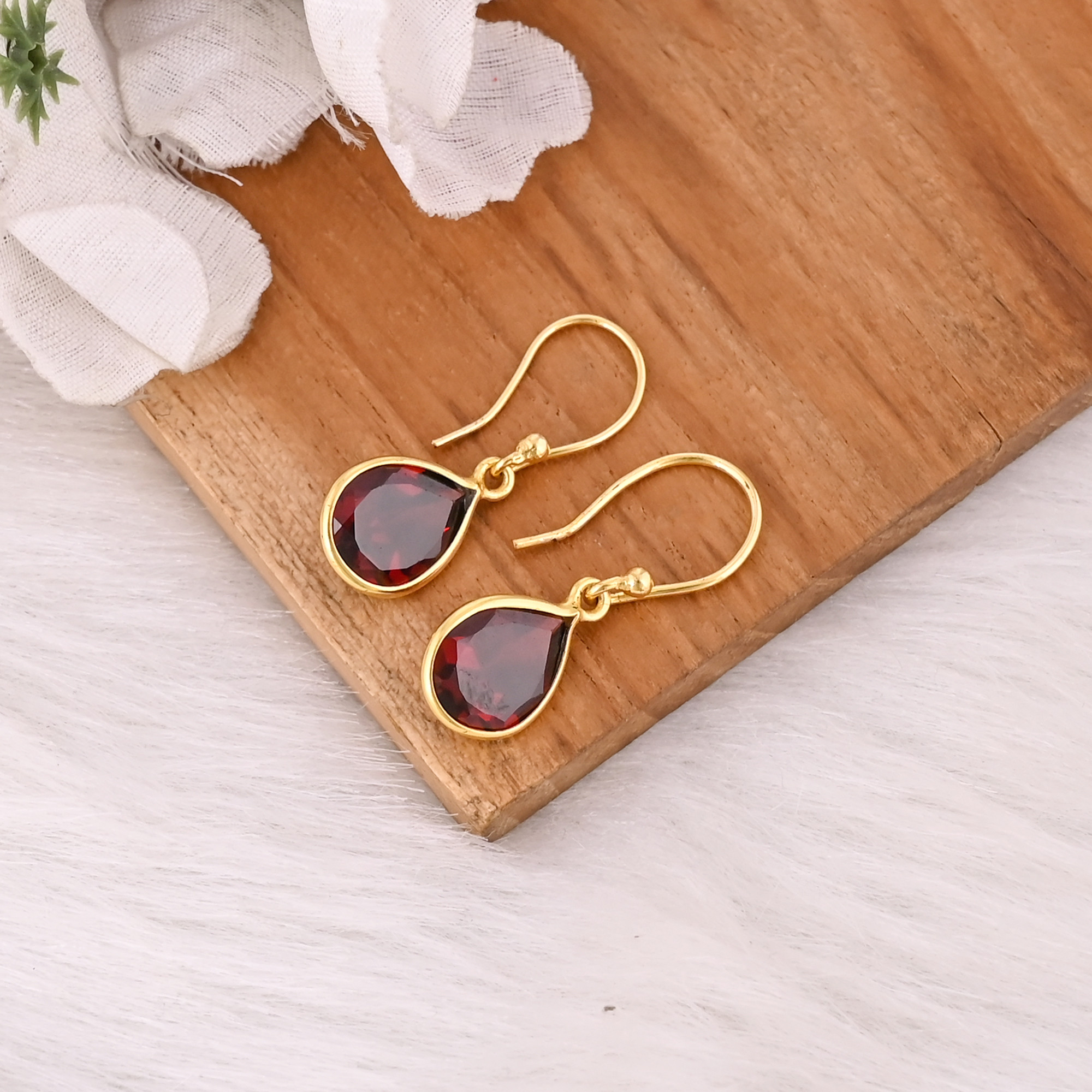 Mozambique Garnet Dangle Drop Earrings Natural Gemstone 925 Sterling Silver Handmade Wedding Earrings Gold Plated Earrings 50 pcs