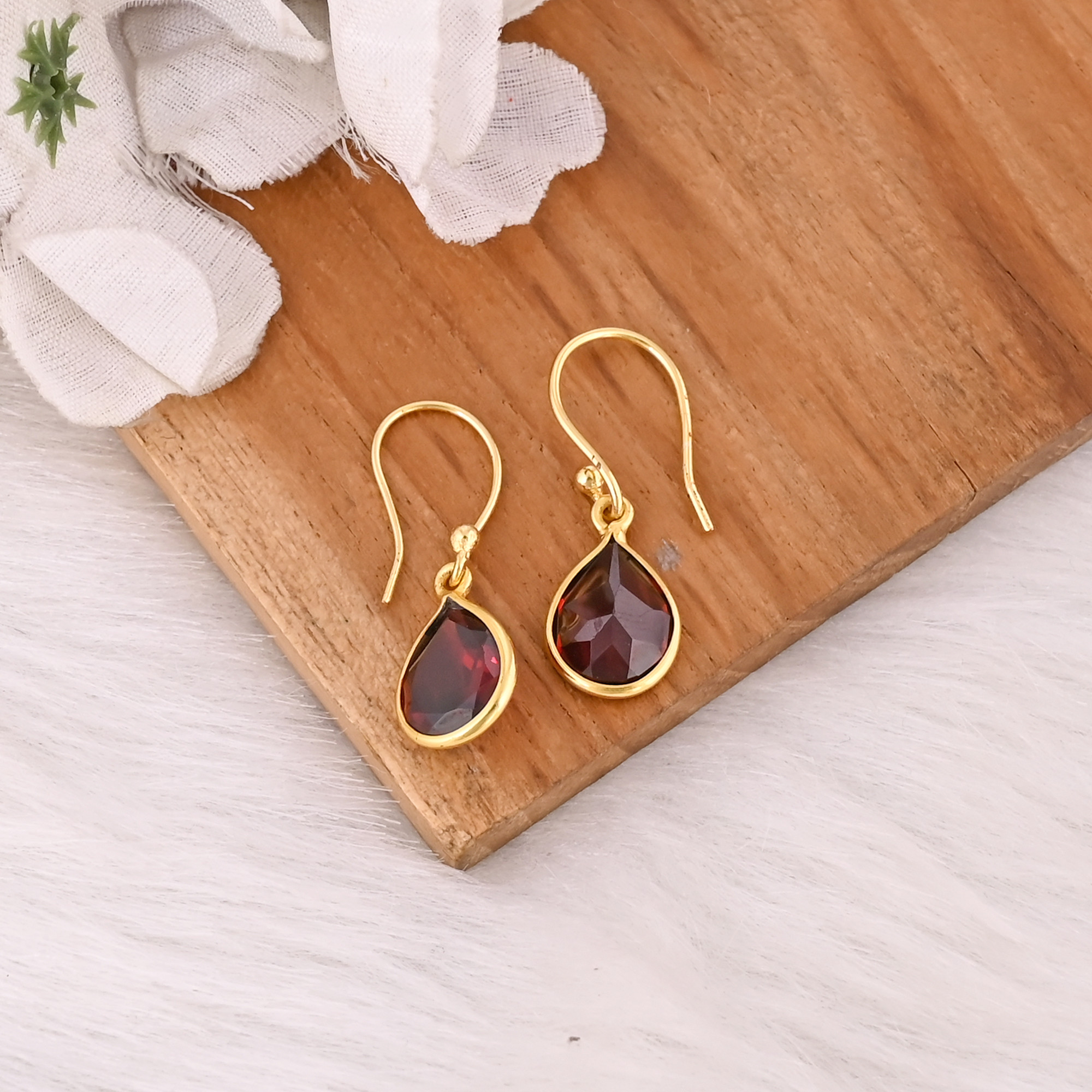 Mozambique Garnet Dangle Drop Earrings Natural Gemstone 925 Sterling Silver Handmade Wedding Earrings Gold Plated Earrings 50 pcs