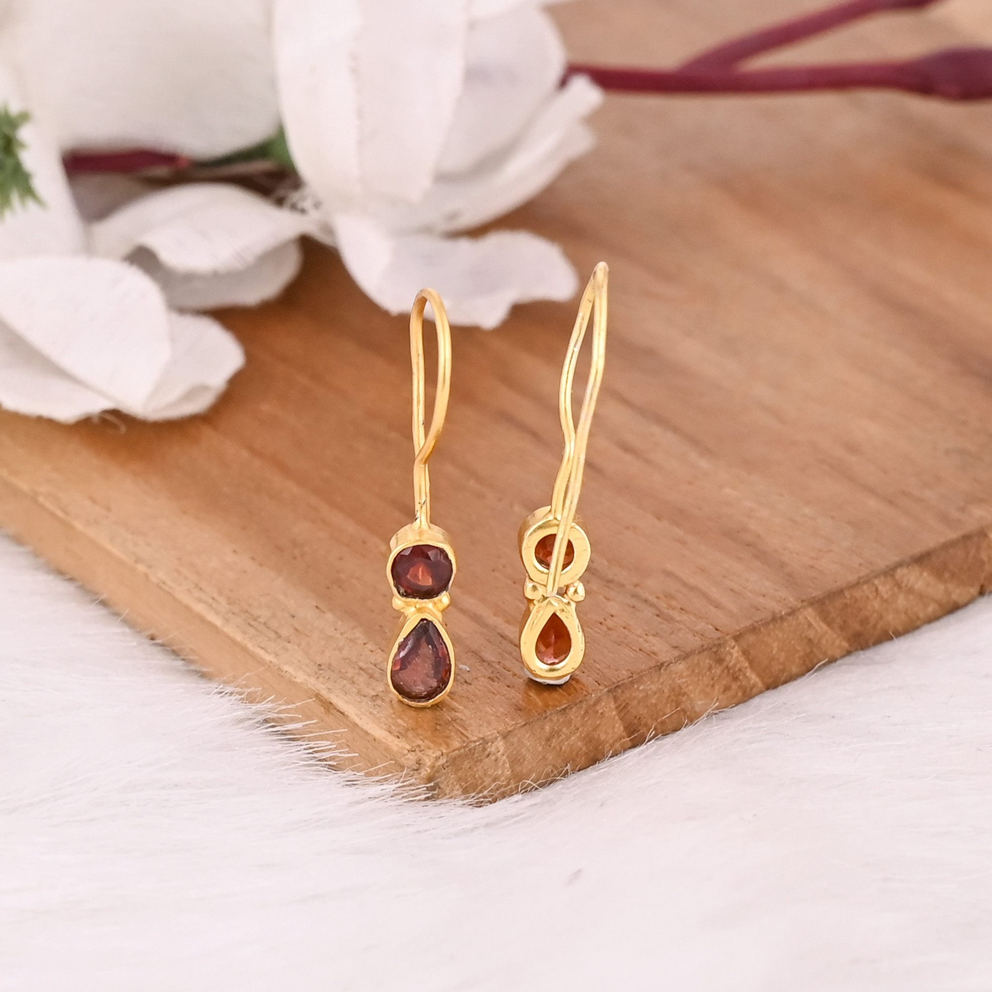 Minimalist Handmade 925 Sterling Silver Mozambique Garnet Drop Earrings for Women Lightweight Earrings Statement Jewelry Gift 50 pcs