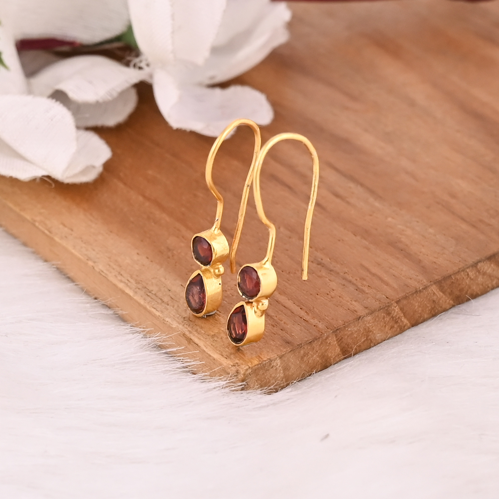 Minimalist Handmade 925 Sterling Silver Mozambique Garnet Drop Earrings for Women Lightweight Earrings Statement Jewelry Gift 50 pcs